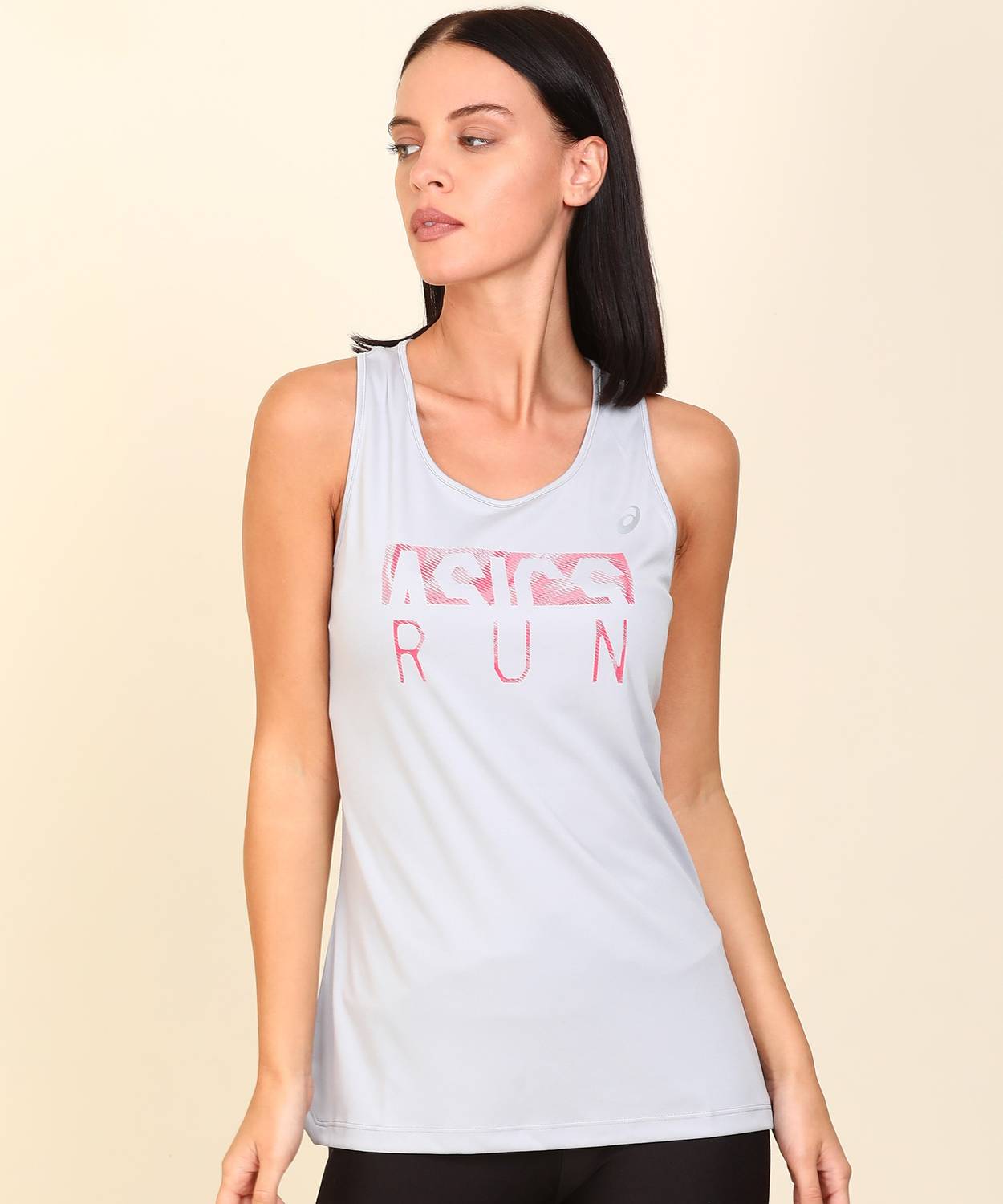 Asics Casual Sleeveless Printed Women Grey Top