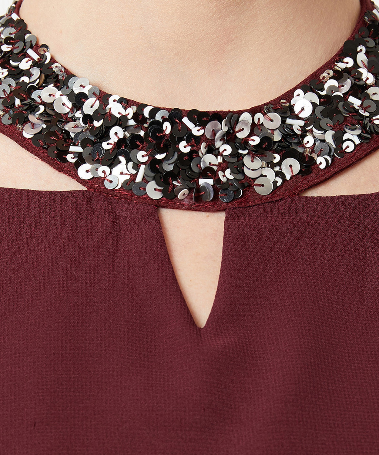 Image of Miss Chase Women Gathered Maroon Maxi /Full Length Dress