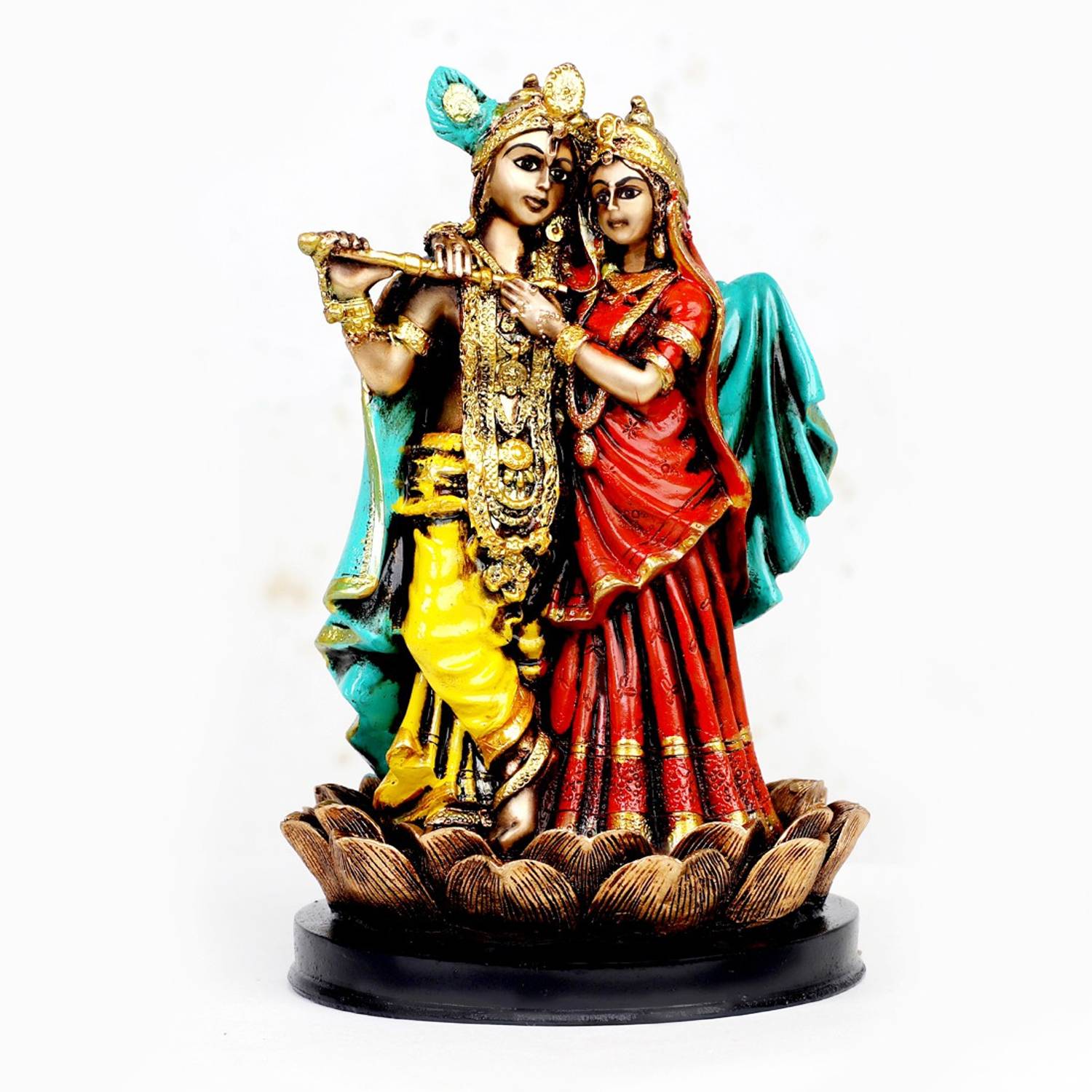 buji Lord Radha krishna idol , Love couple statue Murti in religious diwali decorative for Pooja and Mandir and Temple Decorative Showpiece - 20 cm