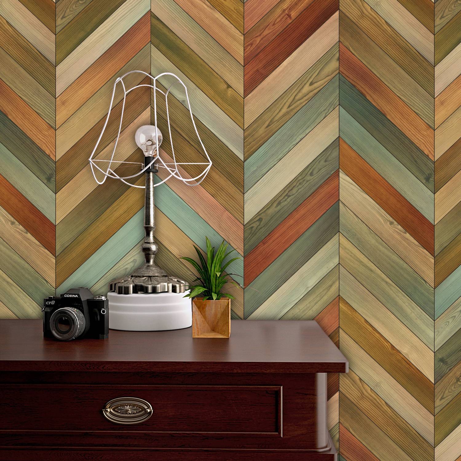 Asian Paints 45 cm EzyCR8 DIY Peel & Stick Wallpaper Parquet Texture Removable Sticker