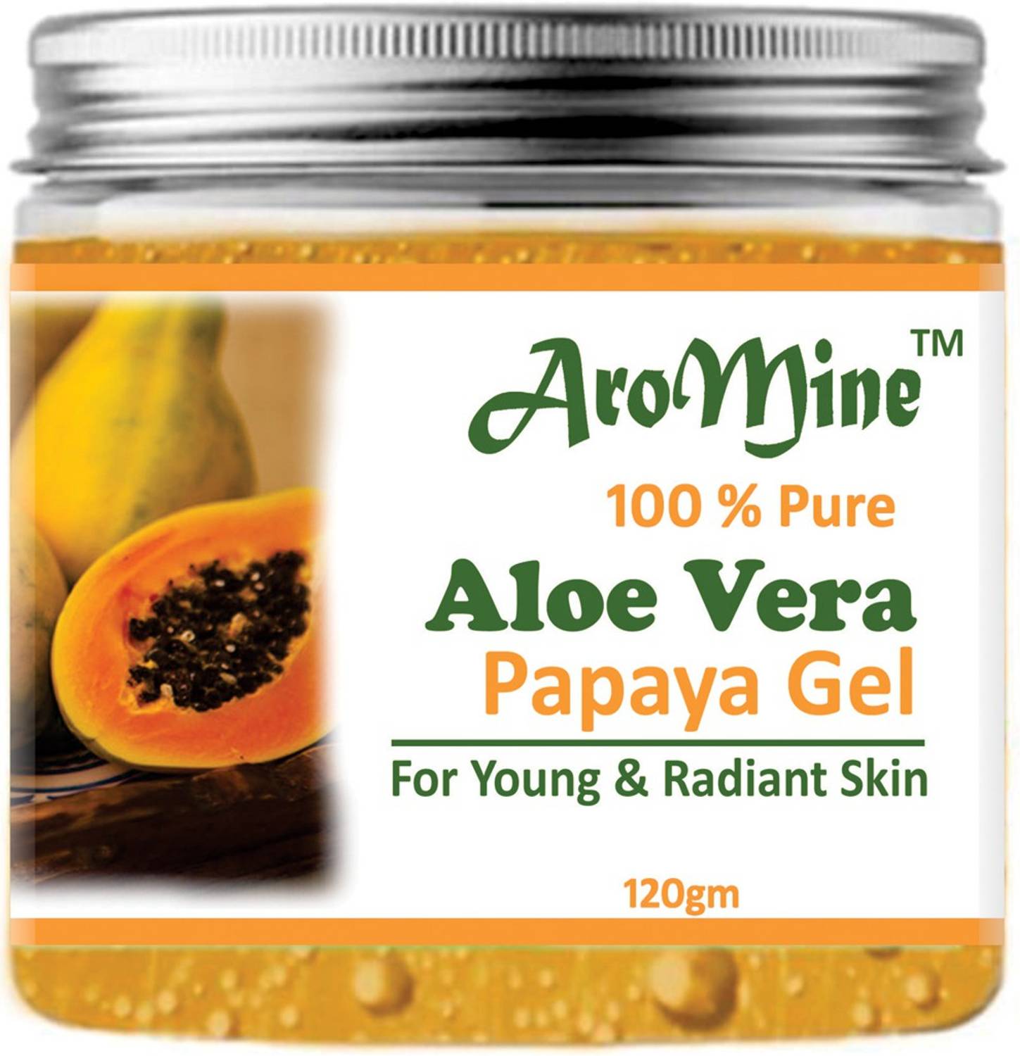 AroMine 100% Pure Papaya Aloe Vera Gel for Beautiful Skin & Hair-(120gm)