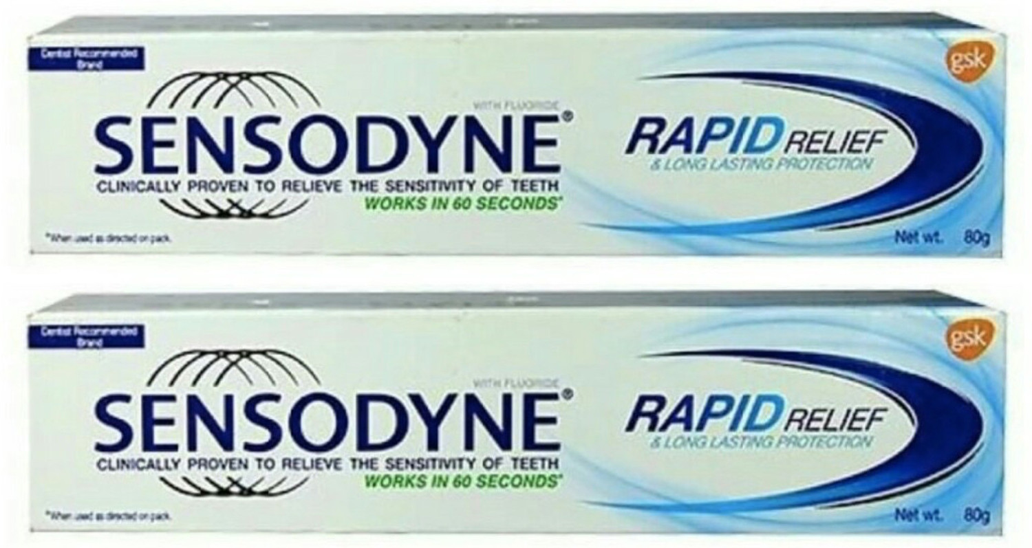 Image of SENSODYNE Rapid Relief 80gm Each Toothpaste (160 g, Pack of 2)