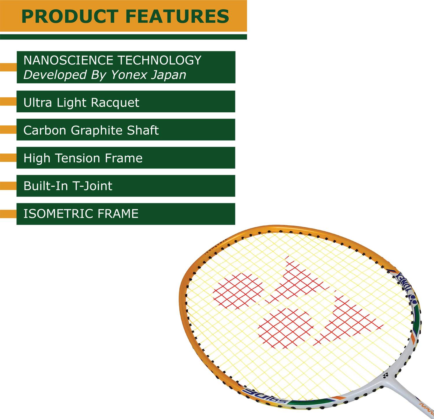 Yonex Nanoray Light 11i Yellow Badminton Racquet (77g, 30lbs) - Image 2