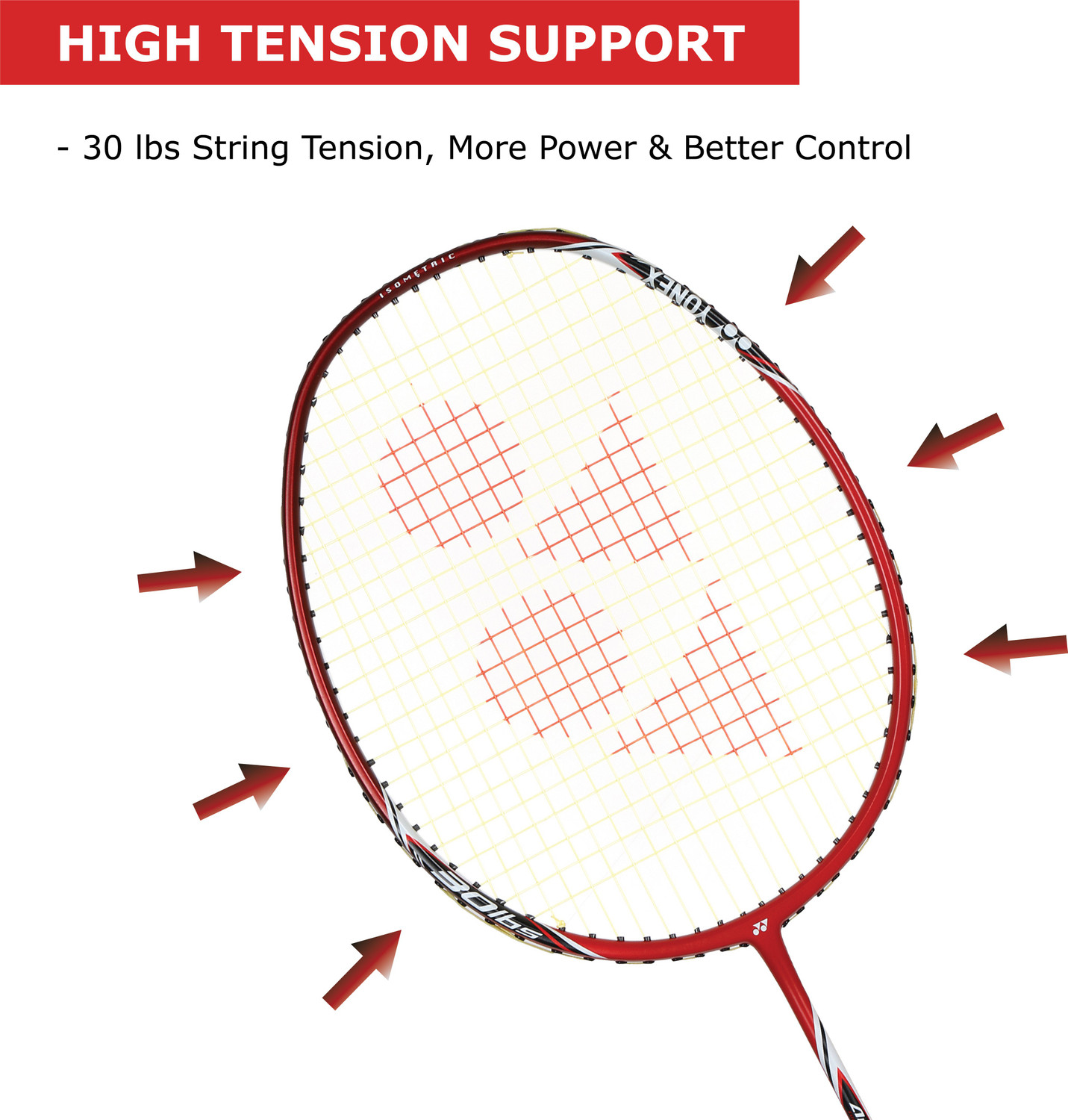 Image of Yonex Arc Saber Light 15i Red Strung Badminton Racquet (Weight: 77g, Tension: 30 lbs)