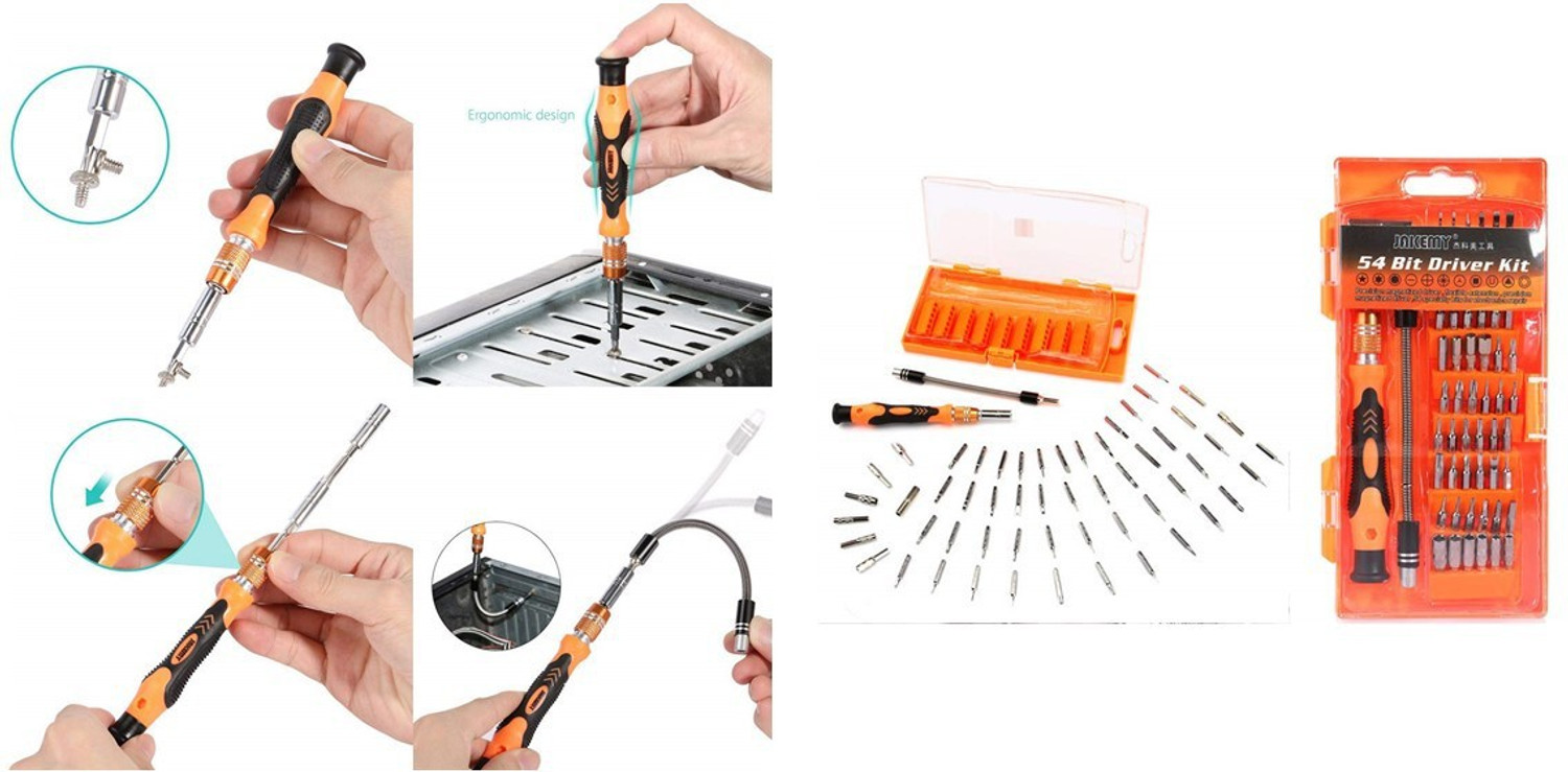 Image of JAKEMY 58 IN 1 Professional hardware tool screwdriver set kit, Tool Set with 1 Non-slip Ergonomic Handle, 1 Extension Bar, 1 Flexible Extension Bar, 1 Connector and 54 CRV Material Bits - JM-8125 Precision Screwdriver Set (Pack of 58)