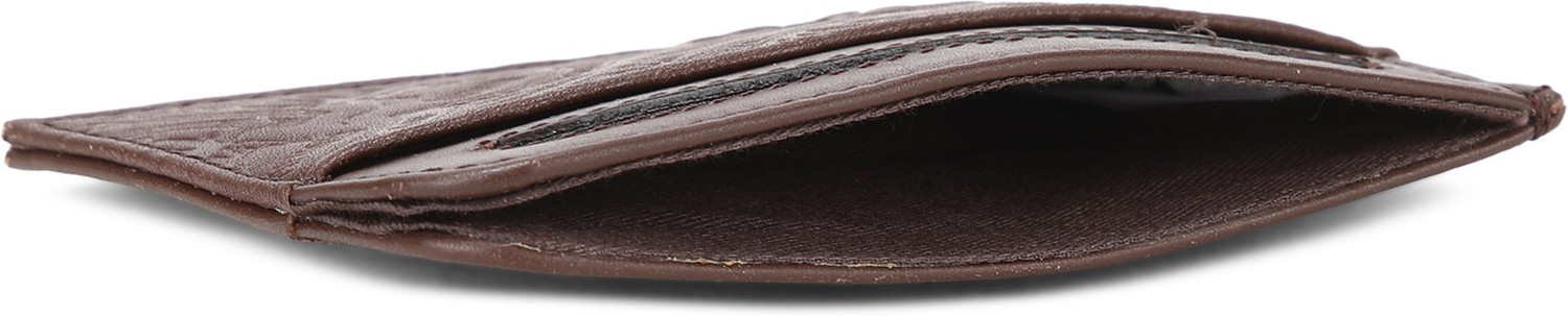 Image of LEVI'S Men Brown Genuine Leather Card Holder - Mini (4 Card Slots)