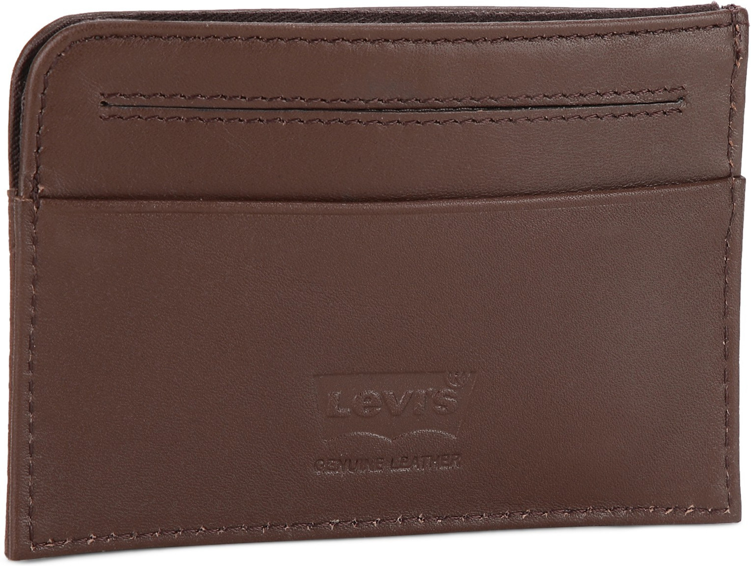 Image of LEVI'S Men Brown Genuine Leather Card Holder - Mini (4 Card Slots)