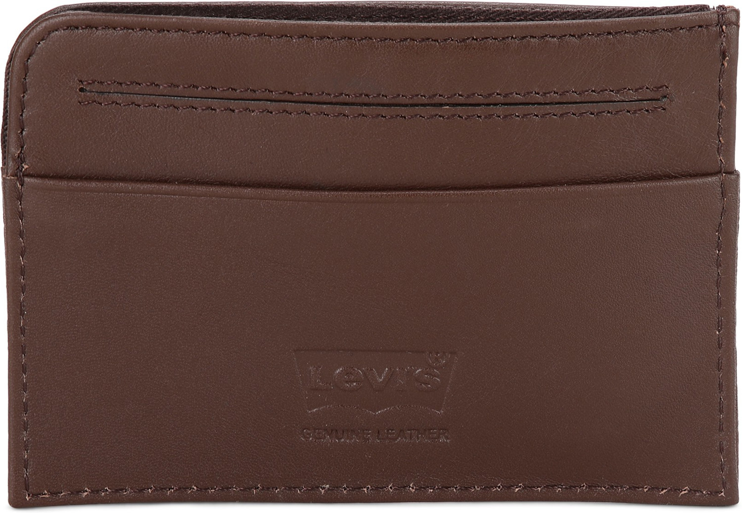 Image of LEVI'S Men Brown Genuine Leather Card Holder - Mini (4 Card Slots)