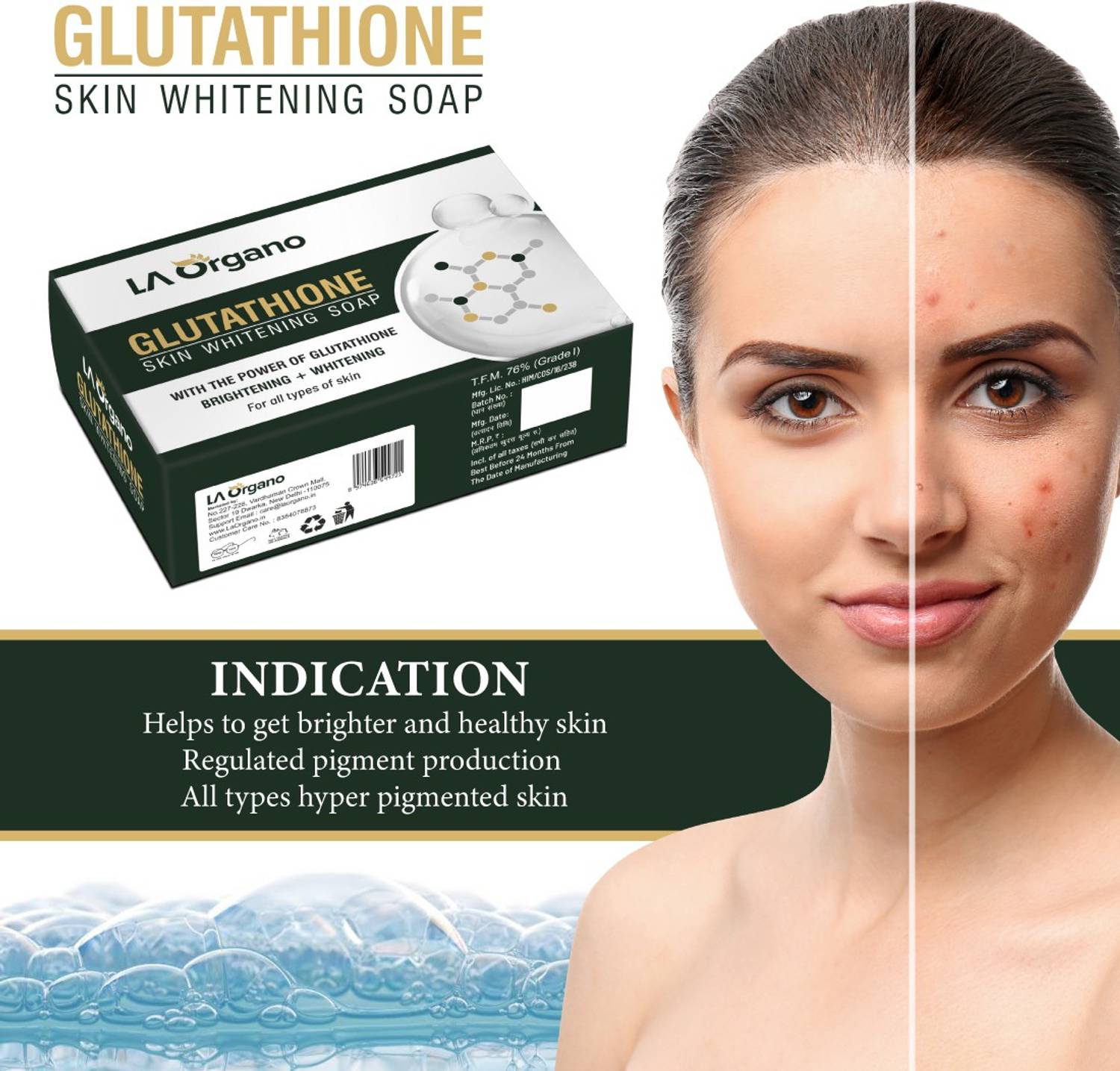 LA Organo Glutathione Skin whitening Soap For Brightening & Whitening -  Price in India, Buy LA Organo Glutathione Skin whitening Soap For  Brightening & Whitening Online In India, Reviews, Ratings & Features |  Flipkart.com
