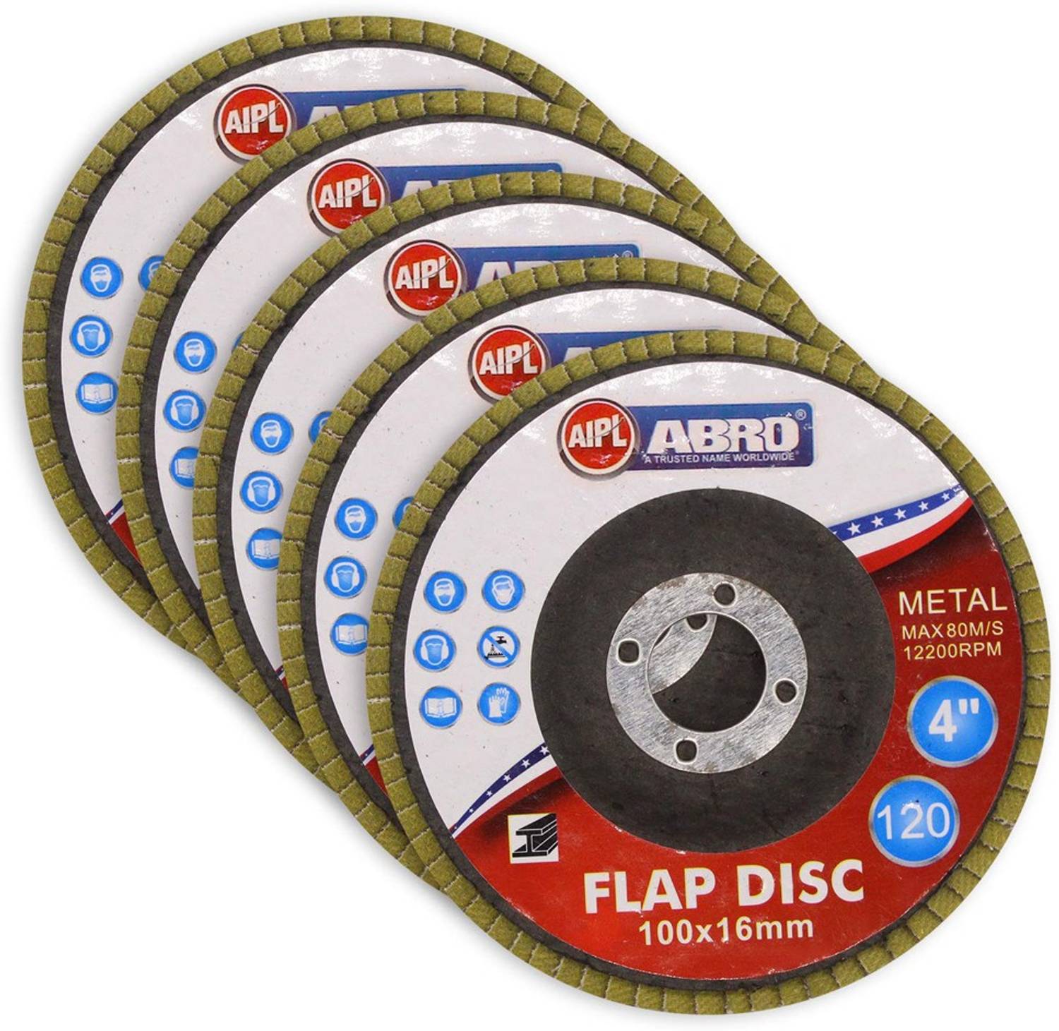 ABRO FLD-04-100-200 4" Flap Disc Coated Abrasive for Grinder Sanding Grinding Wheel Glass Cutter
