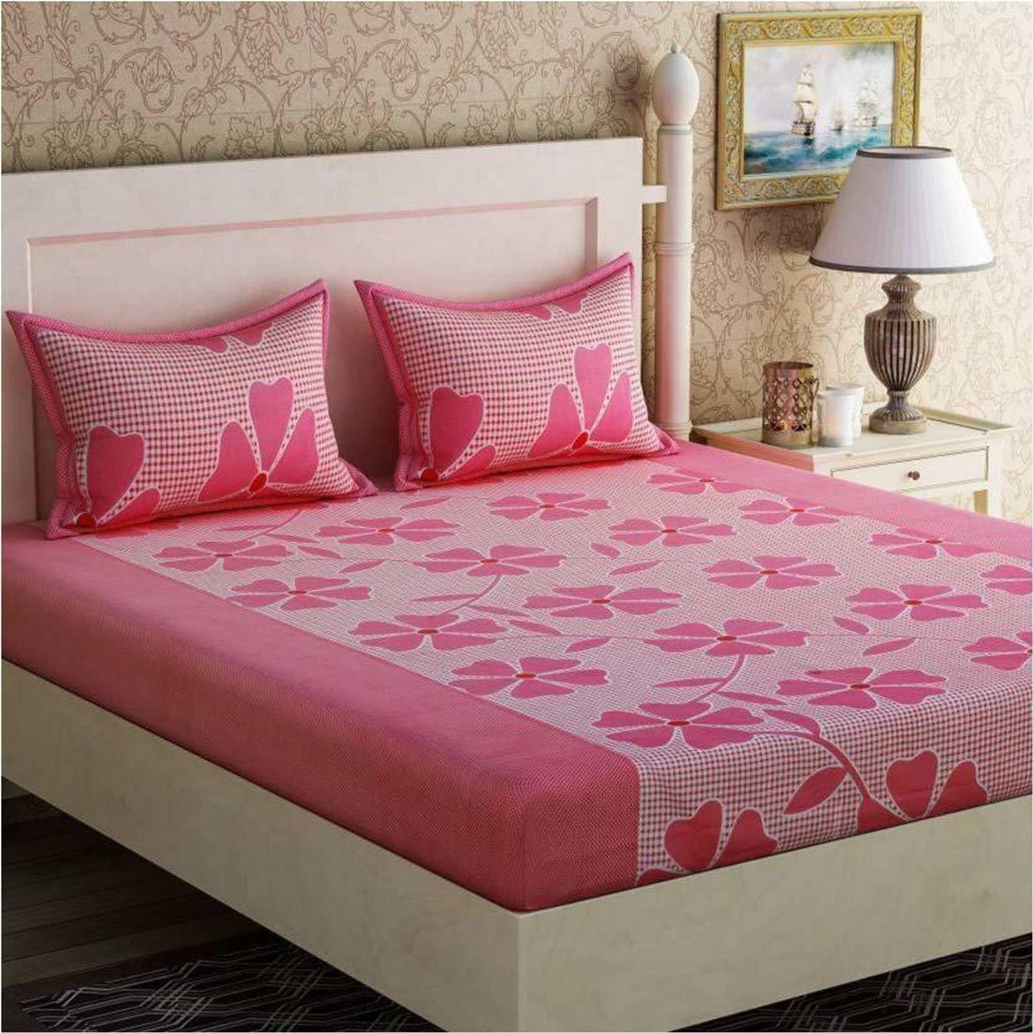 pitit custon Microfiber Queen Flat 144 TC 3D Printed 1 Bedsheet w