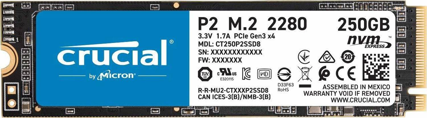 Crucial P2 500 GB Laptop, Desktop Black PCIe NVMe Internal Solid