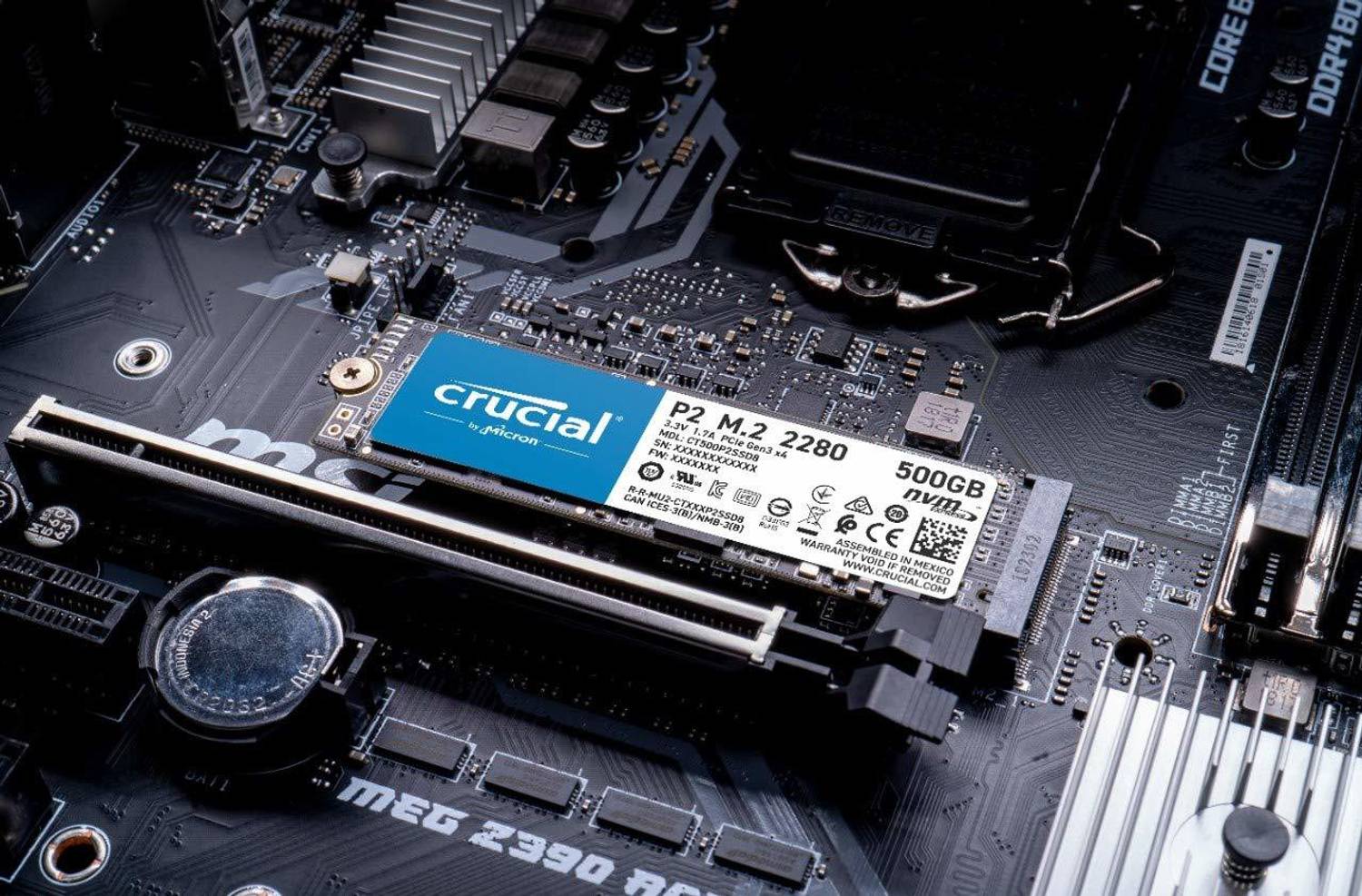 Crucial P2 500 GB Laptop, Desktop Black PCIe NVMe Internal Solid