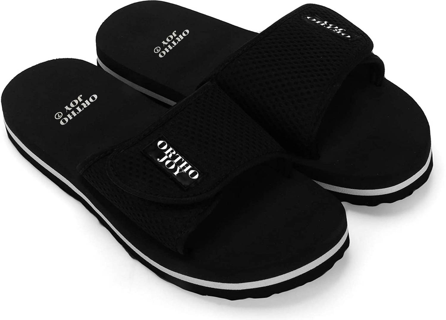 ORTHO JOY Men's Doctor Ortho Slippers - Black - Image 5