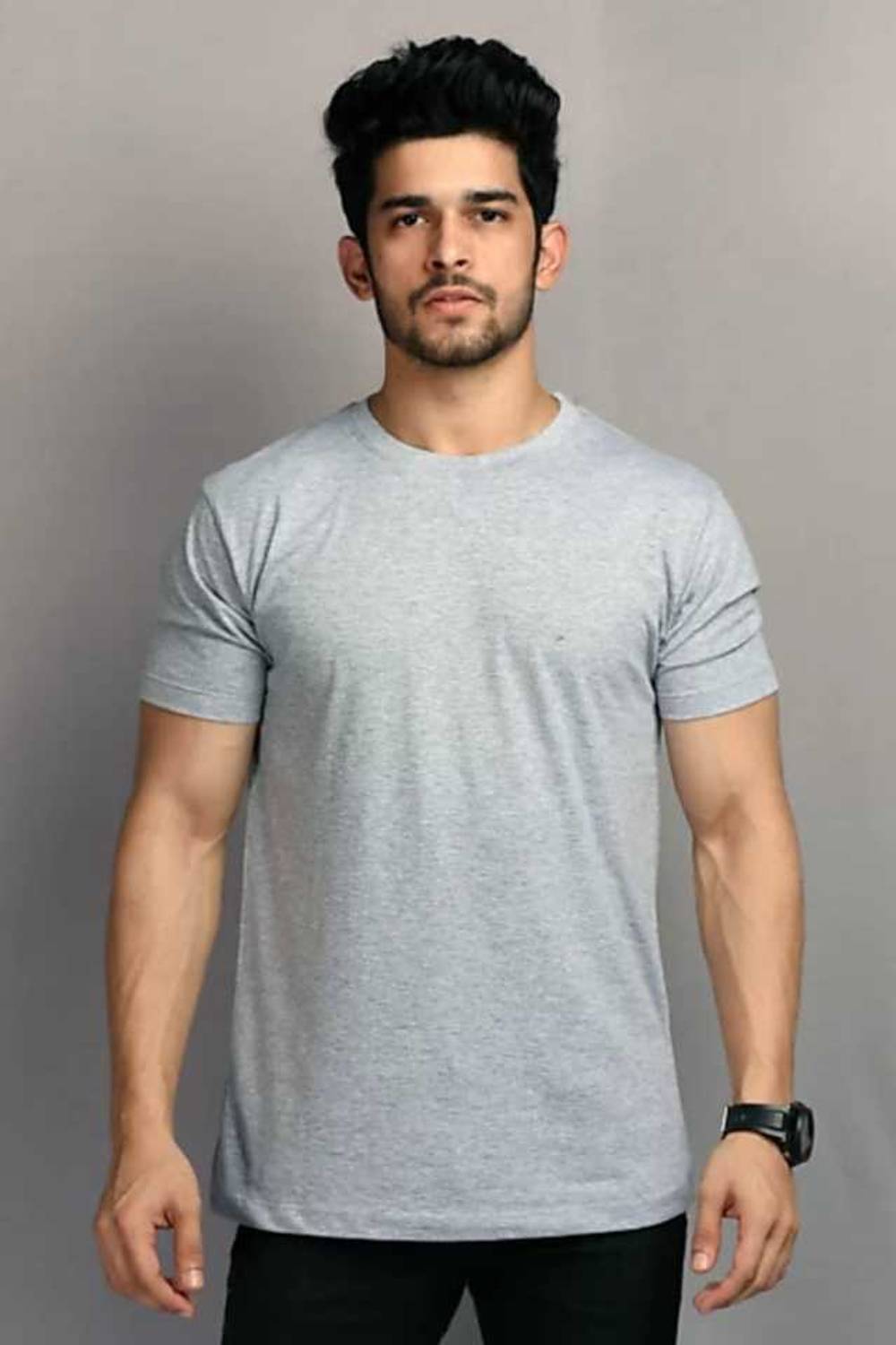 allytrue Self Design Men Round Neck Grey T-Shirt