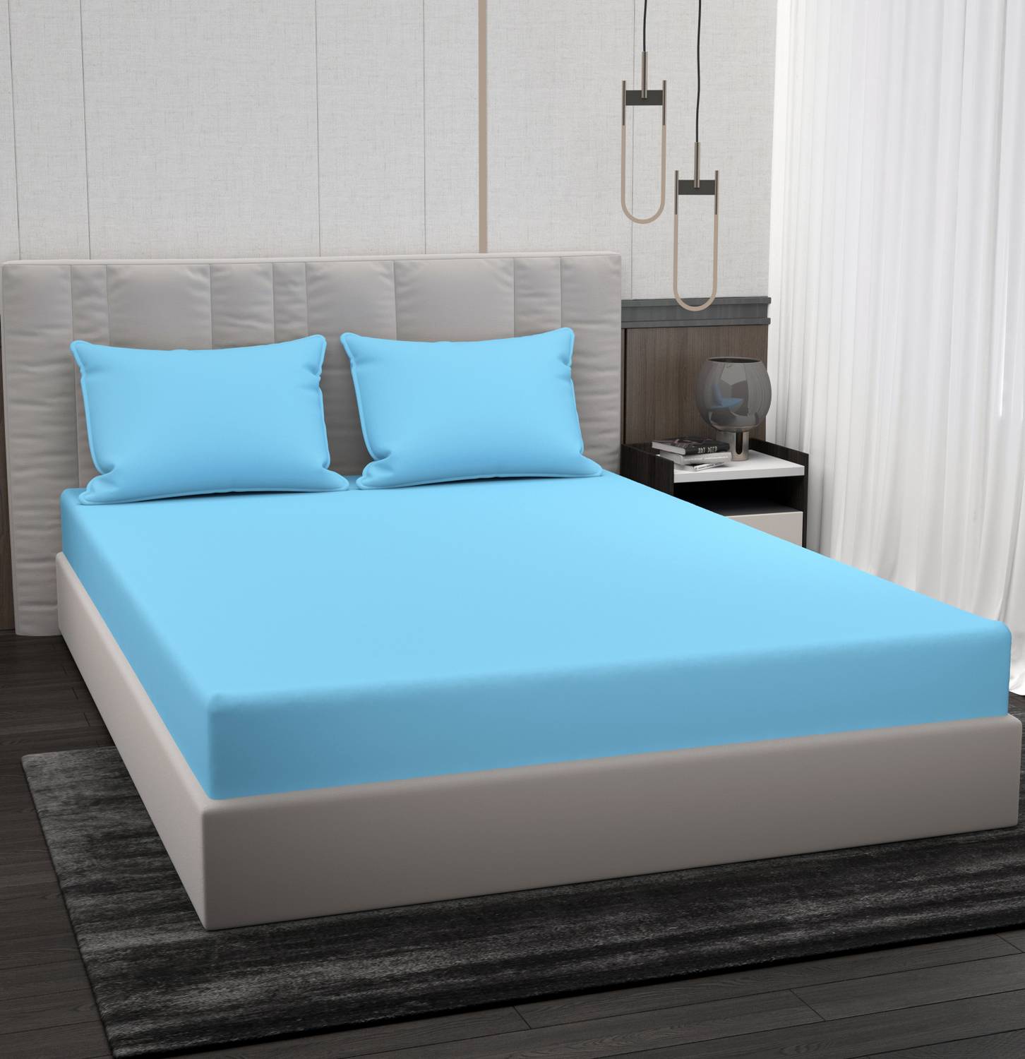 BROMWICK Microfiber Double Flat 220 TC Solid 1 Bedsheet with 2 Pi