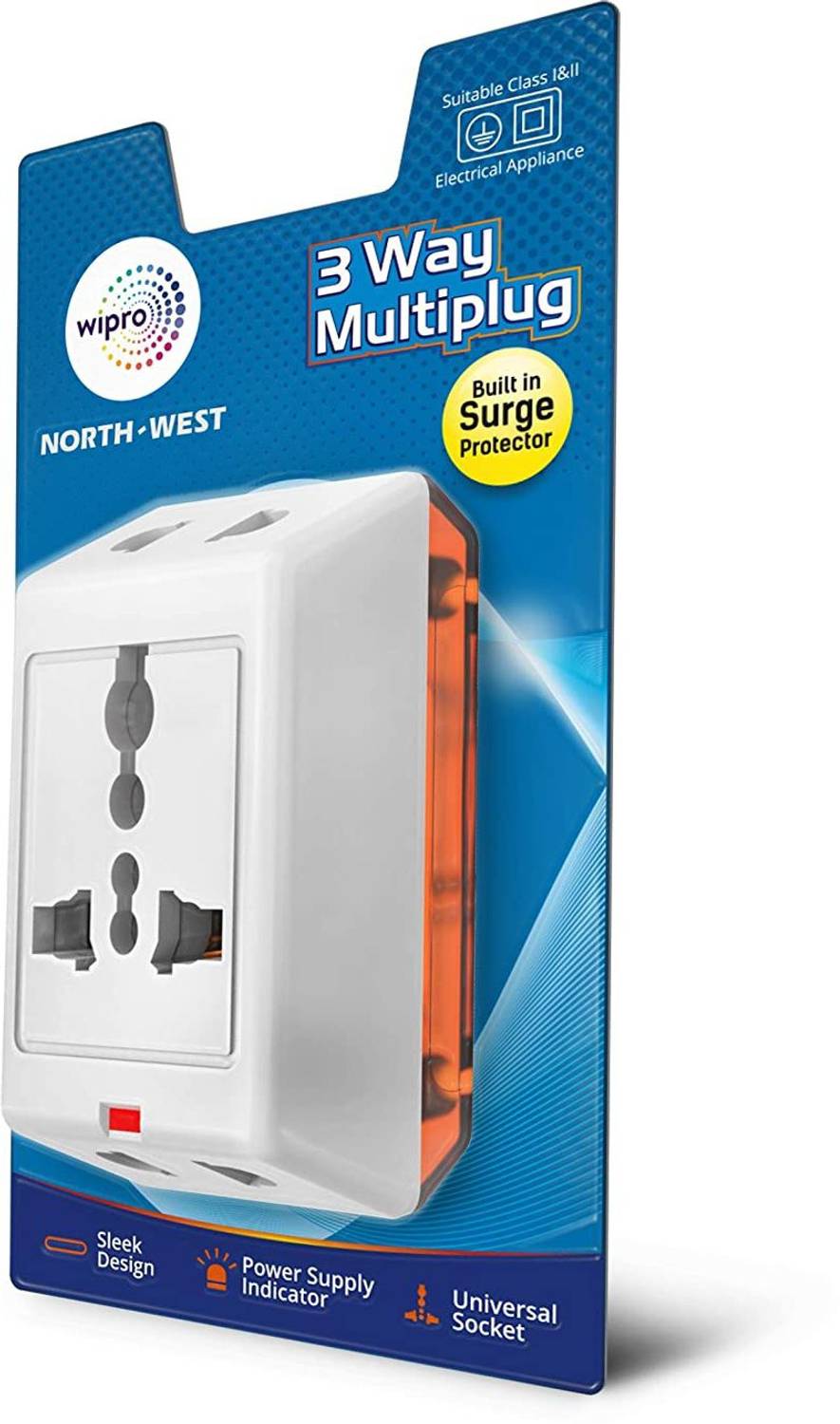 WIPRO North West Way Multiplug_2 Three Pin Plug (White)