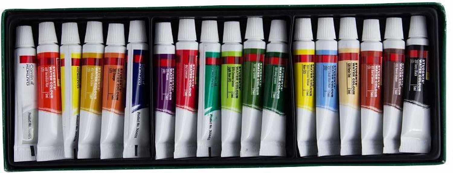 Image of Camlin CAMEL 18*5ML STUDENTS WATERCOLOR TUBES SET (18 SHADES)
