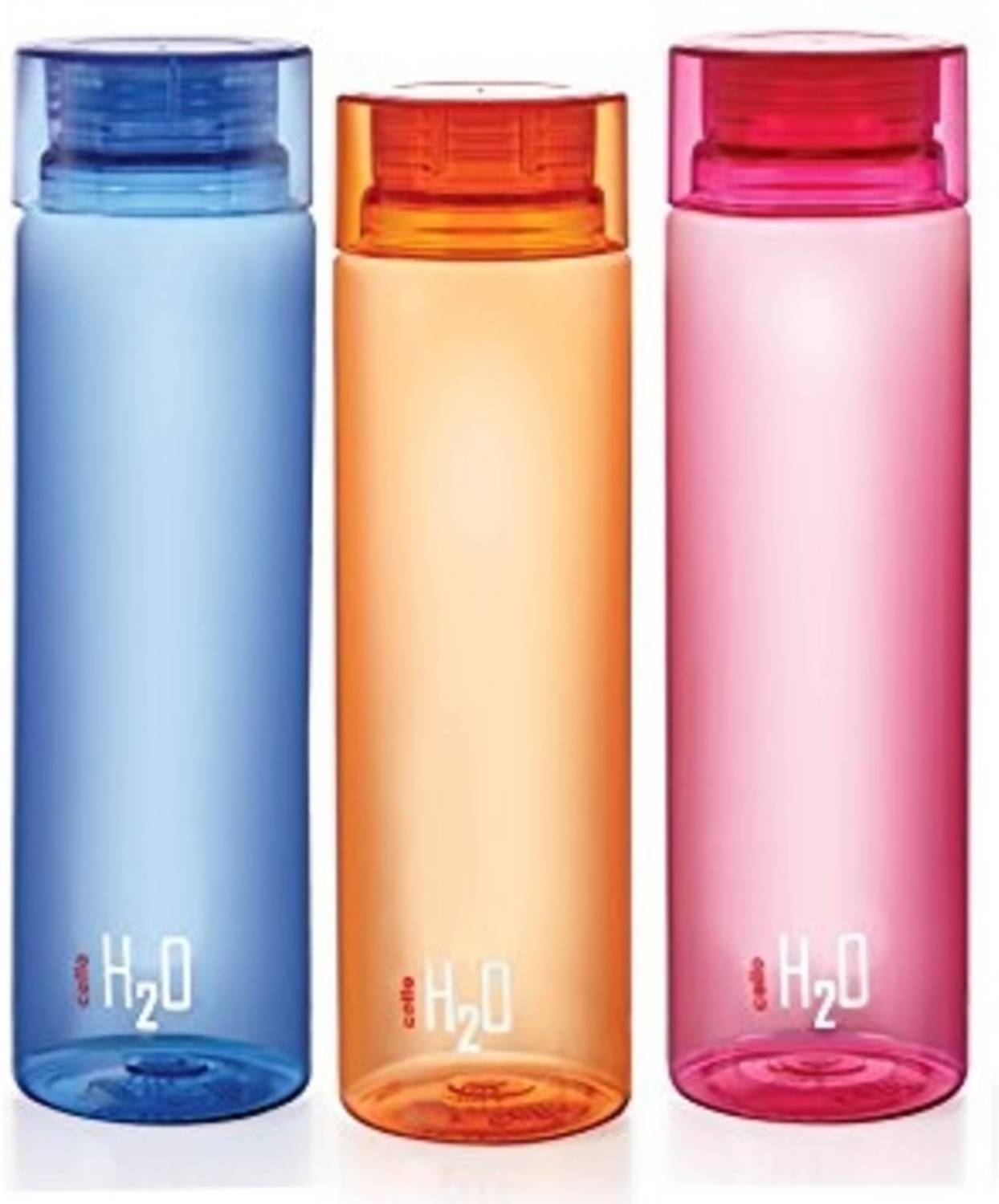 cello H2O Round Unbreakable | Leak proof & Lid is sealed by a silicone ring 1000 ml Plastic Bottle