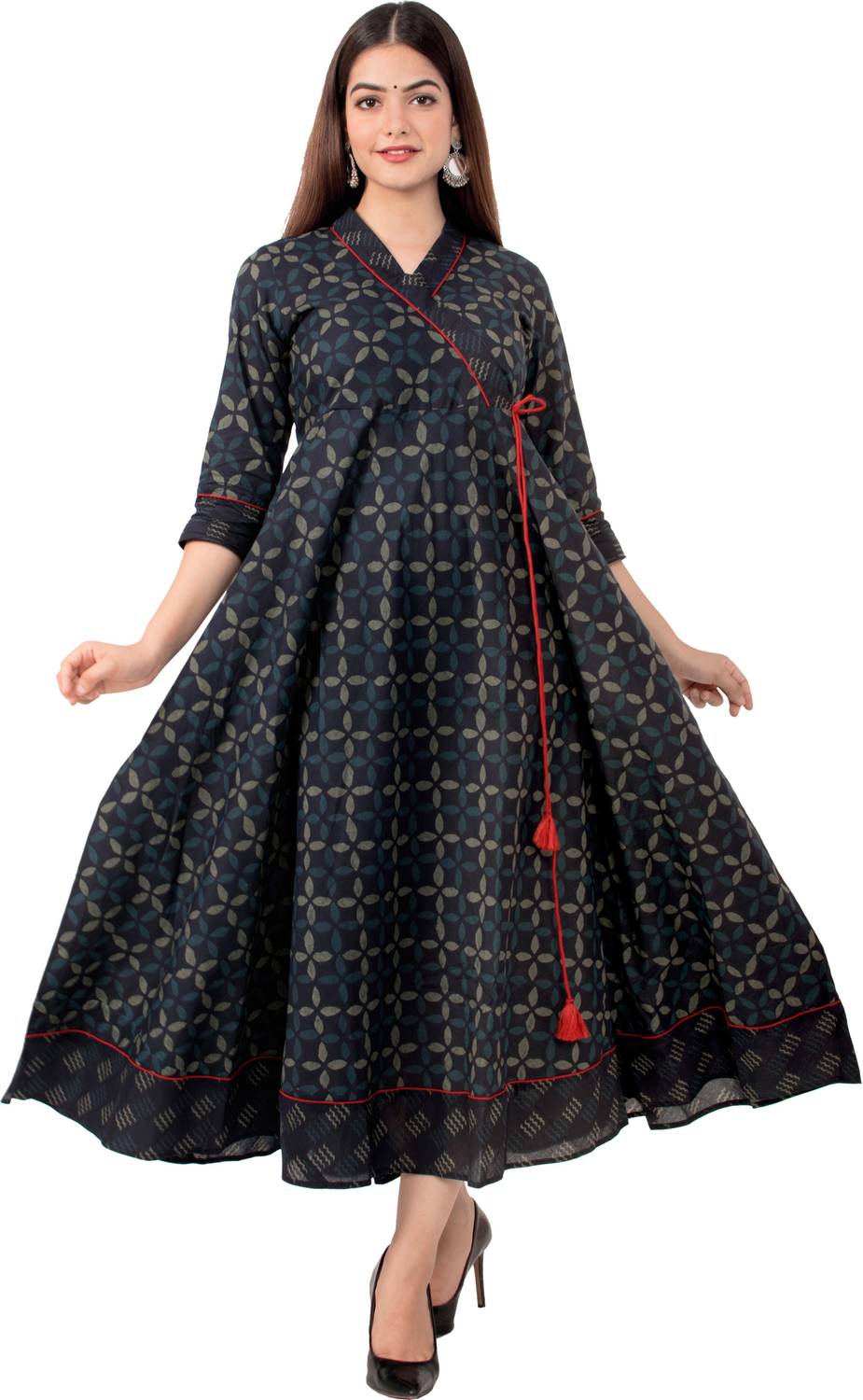 ANGIYA Women Printed Flared Kurta