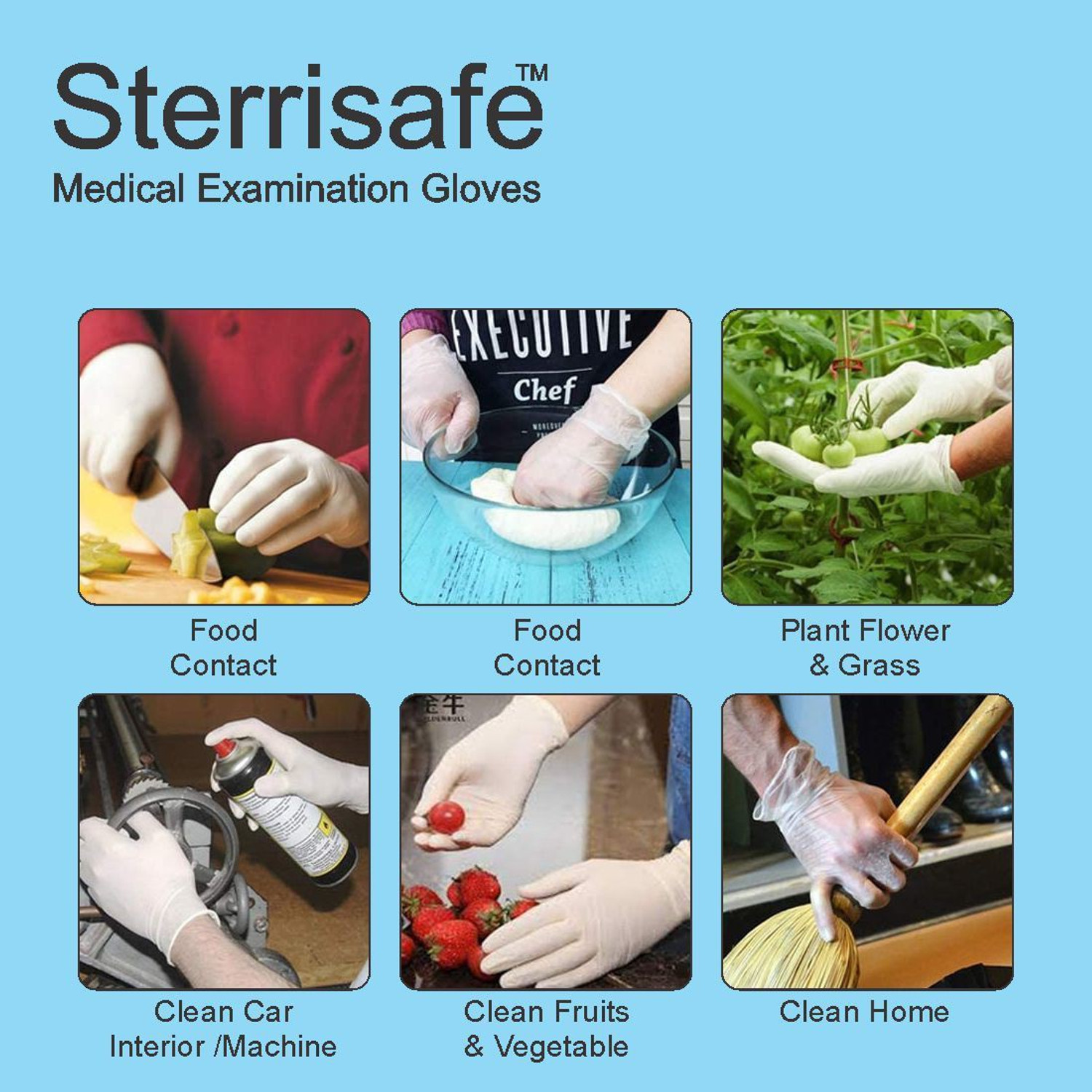 Image of STERRISAFE Disposable Non Sterile Powdered Latex Medical Examination Gloves, Medium (White) - 100 Pieces. Latex, Rubber Examination Gloves