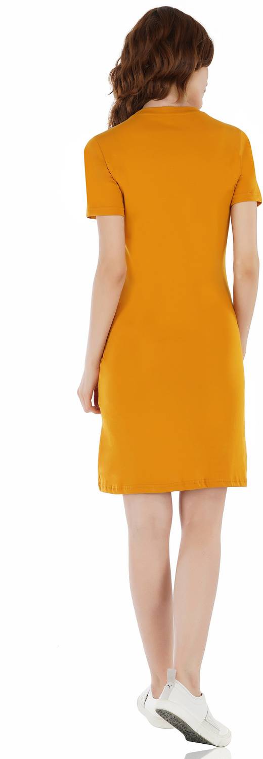 Rock Paper Scissors Women T Shirt Yellow Knee Length Dress
