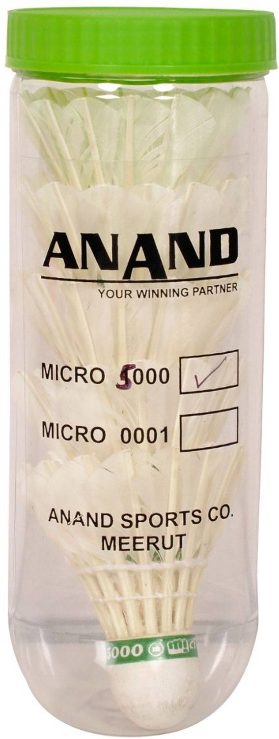 ASC Feather Shuttle Cock - Micro 5000 (Pack of 5) Feather Shuttle  - White