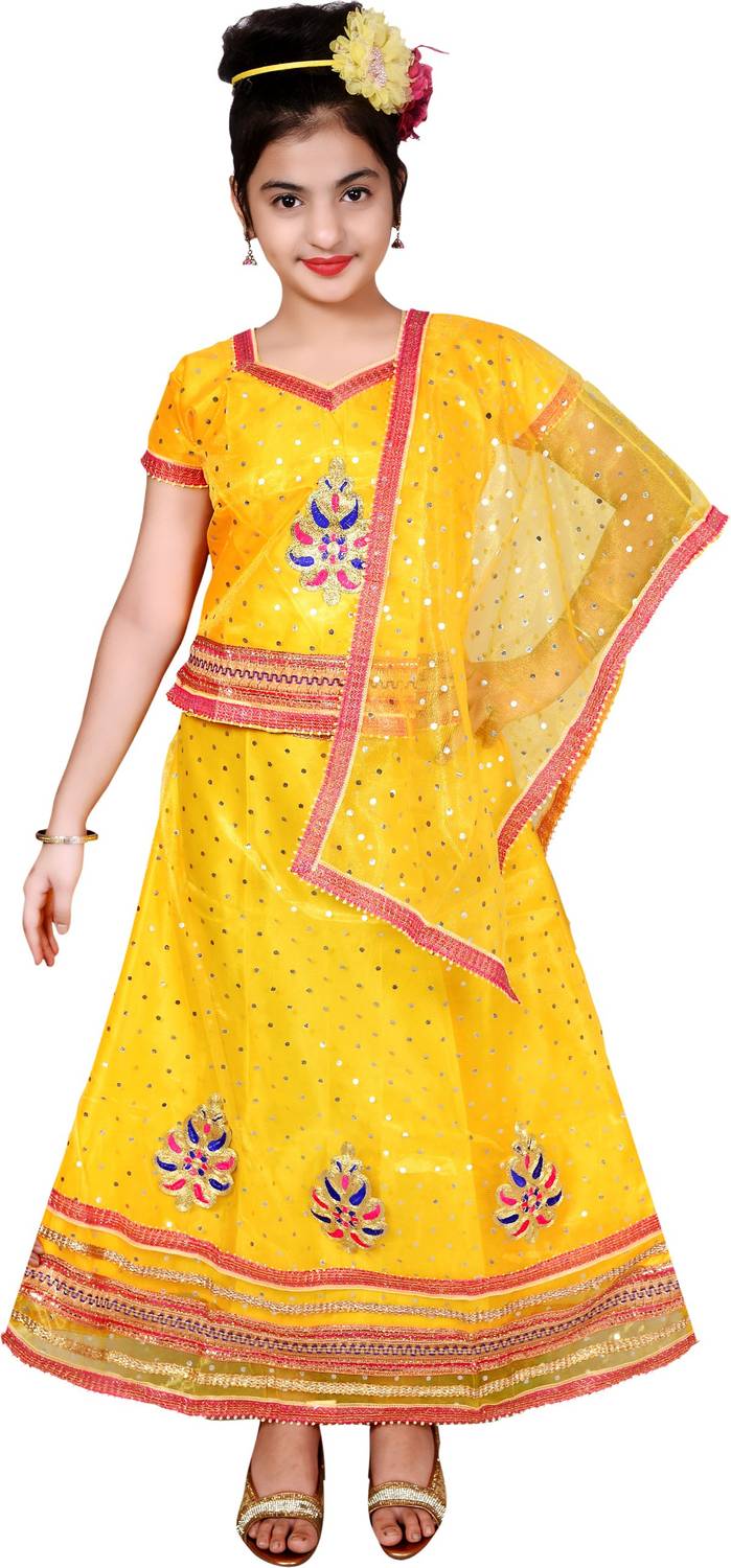 AHHAAAA Girls Lehenga Choli Ethnic Wear Floral Print Ghagra Choli