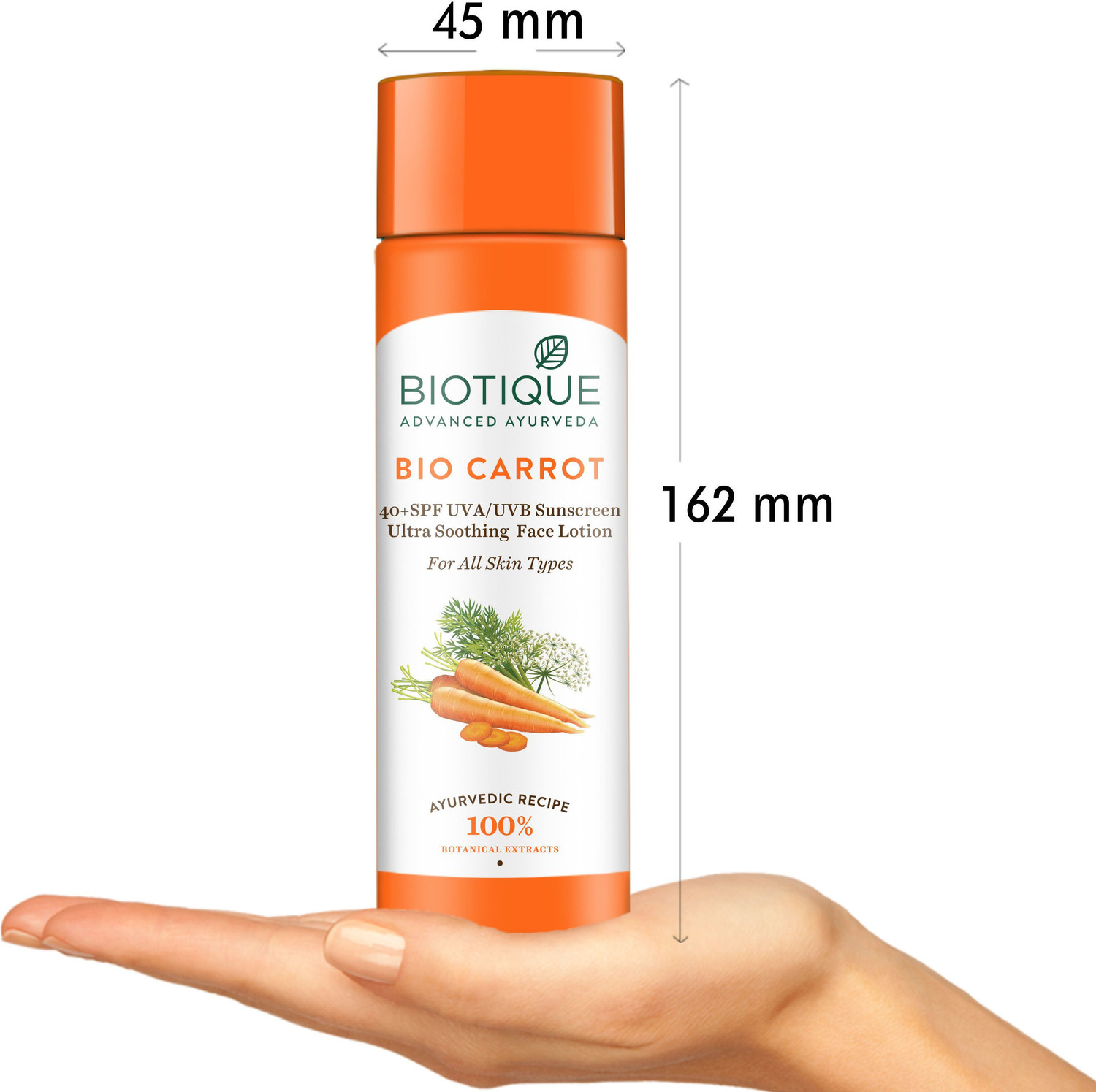 Image of BIOTIQUE Sunscreen - SPF 50 PA+ Bio Carrot 40+ SPF UVA /UVB Sunscreen Ultra Soothing Face Lotion