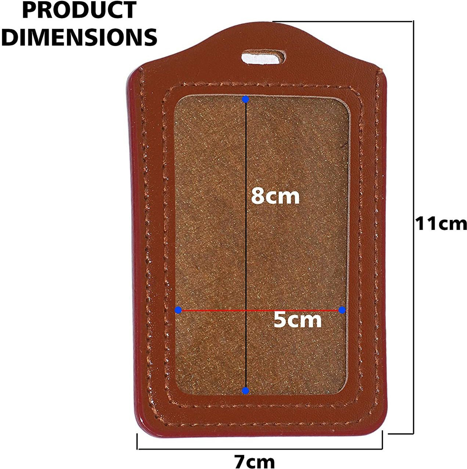 Image of WeKonnect PU Leather Clear ID Window ID Badge Holder | Vertical ID Card Holder for Office, Colleges and Schools | Vertical - Pack of 10 Card Holder