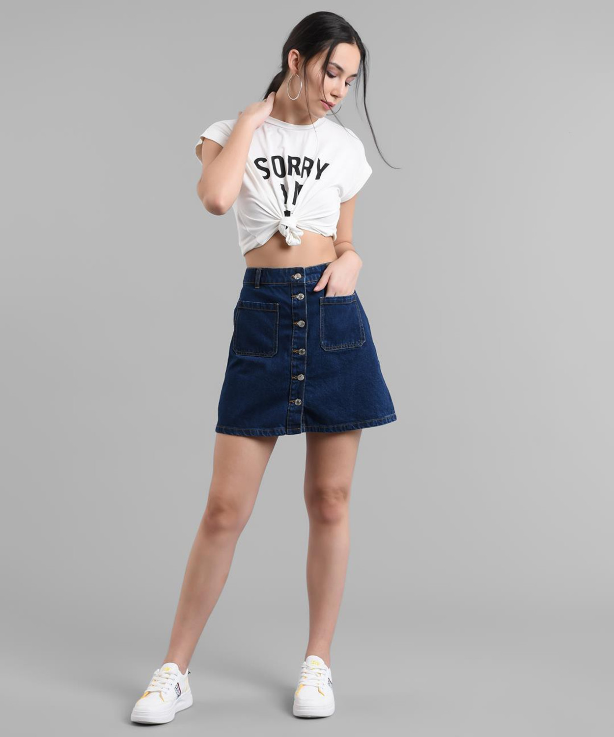 Image of KOTTY Solid Women Straight Dark Blue Skirt