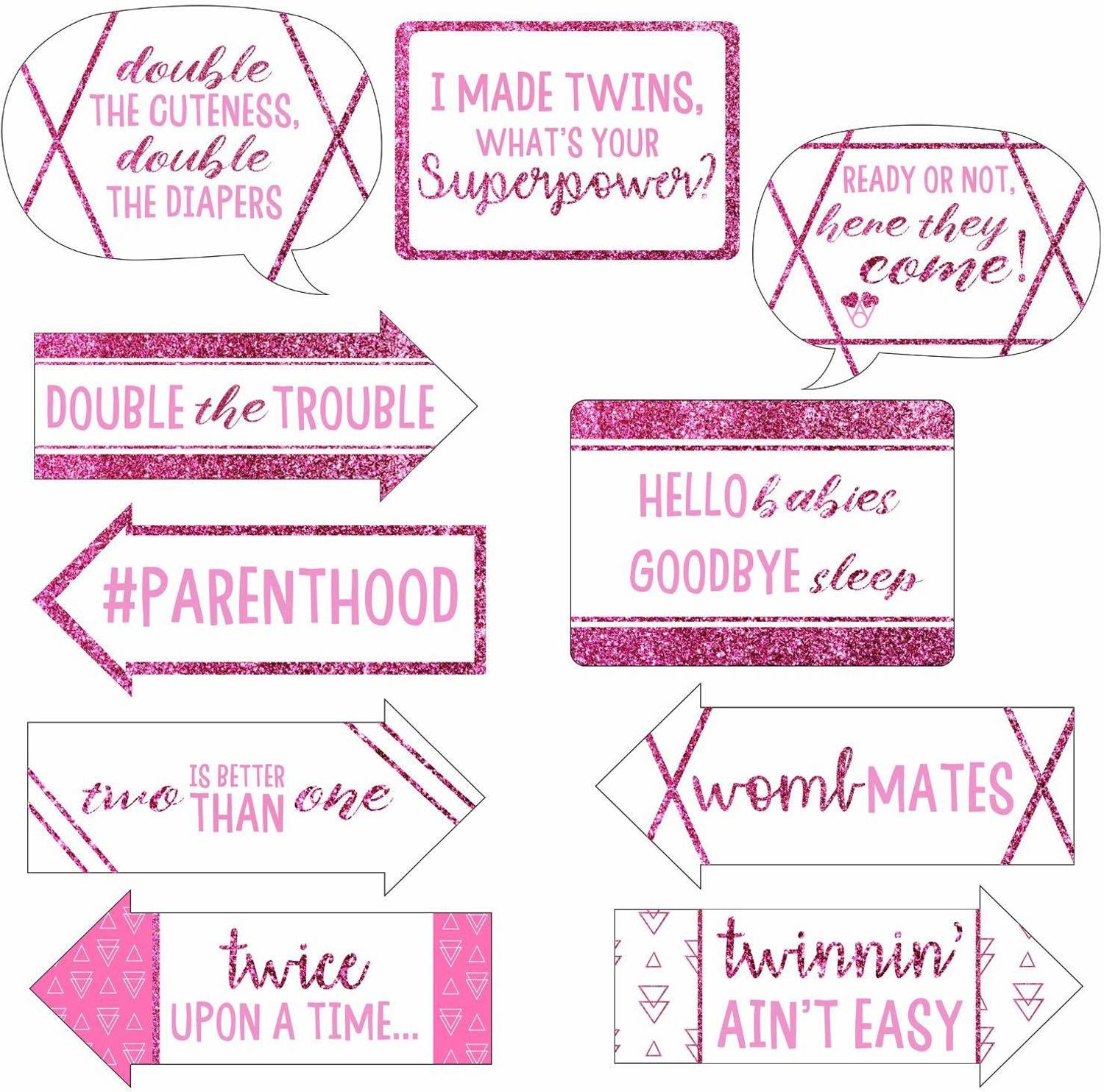Balloons Twins Photo Booth Prop for Baby Shower (Set of 10)/Baby Arrival/Baby Bump Photoshoot/Baby Shower Photo Booth-Brown Photo Booth Board