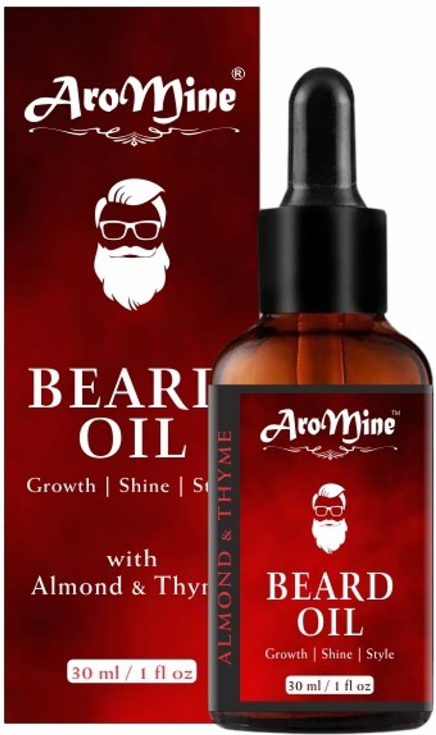 AroMine Premium 100% Natural Beard Growth Oil-( Almond & Thyme ) Hair Oil (30 ml) - No SLS, No Paraben Hair Oil