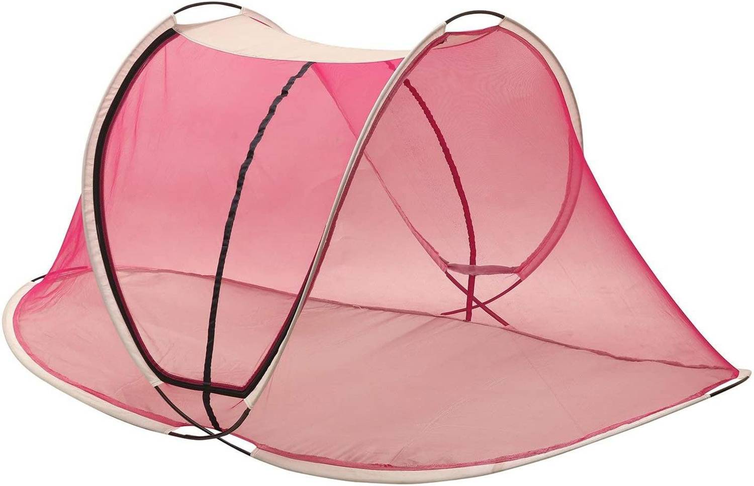 AL-UQBA Polyester Adults Single Bed with Base Foldable Mosquito Net (Pink) Polyester Washable Adults Mosquito Net