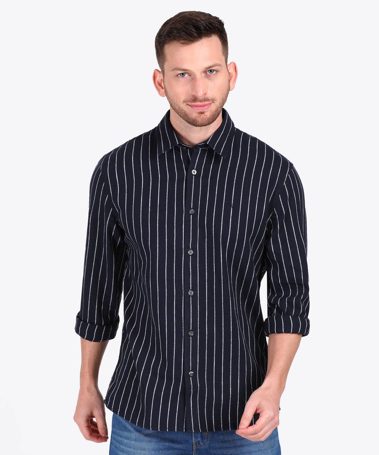 Calvin Klein Jeans Men Striped Casual Blue Shirt