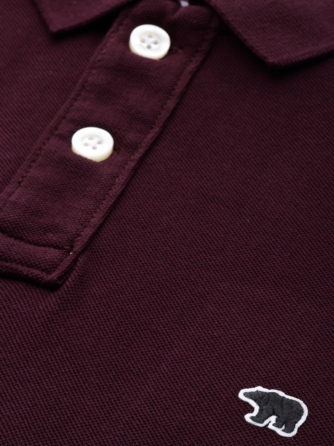 Image of THE BEAR HOUSE Solid Men Polo Neck Maroon T-Shirt