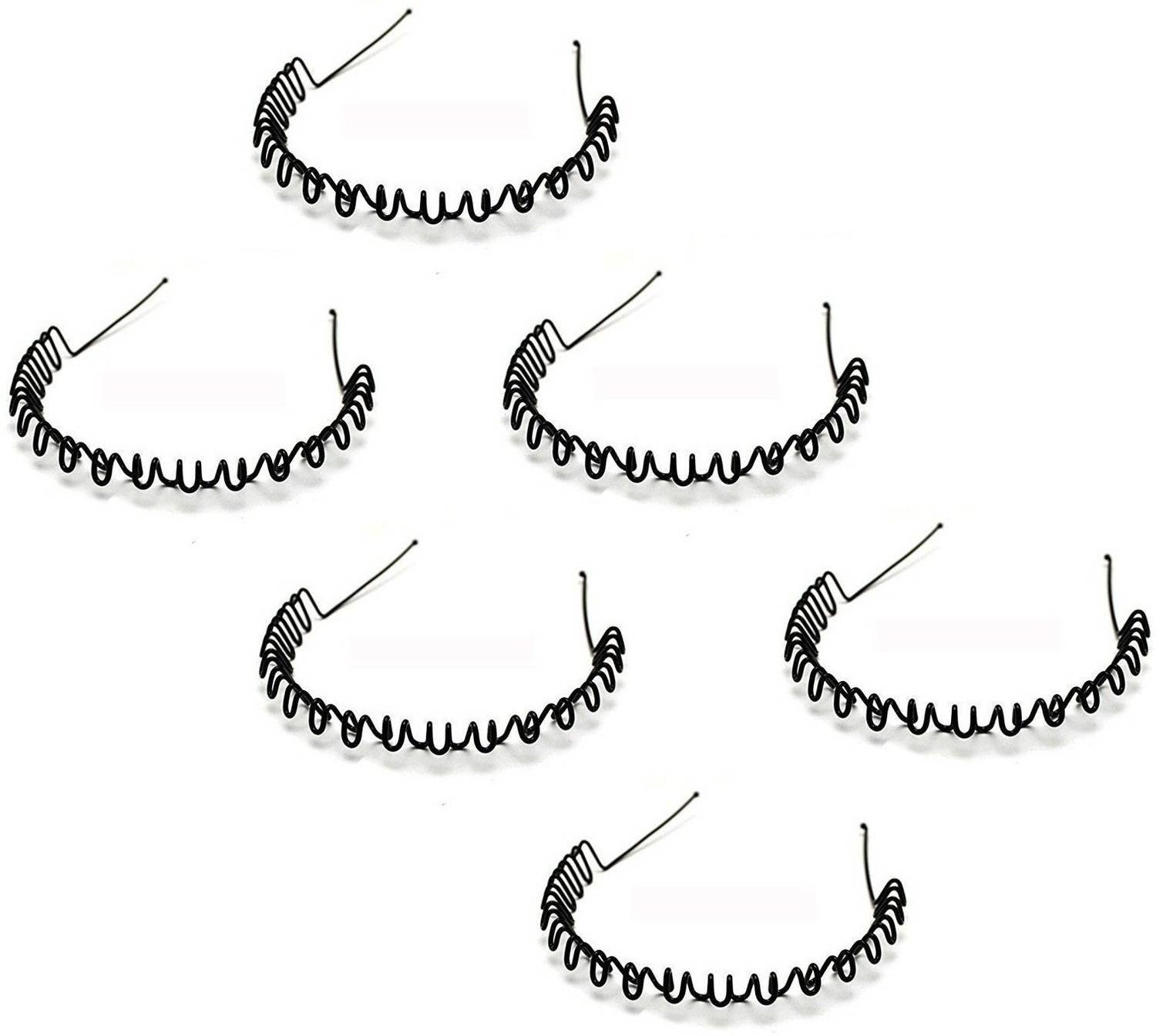 Adhvik (Set Of 6 Pcs) Premium Quality Unisex Flexible Lightweight Hair Stylish Metal Spring Convenient Daily Use Zig Zag Shaped Curler Wave Sports Hair Hoop Band/Head Ware Fashion Accessories Hair Band