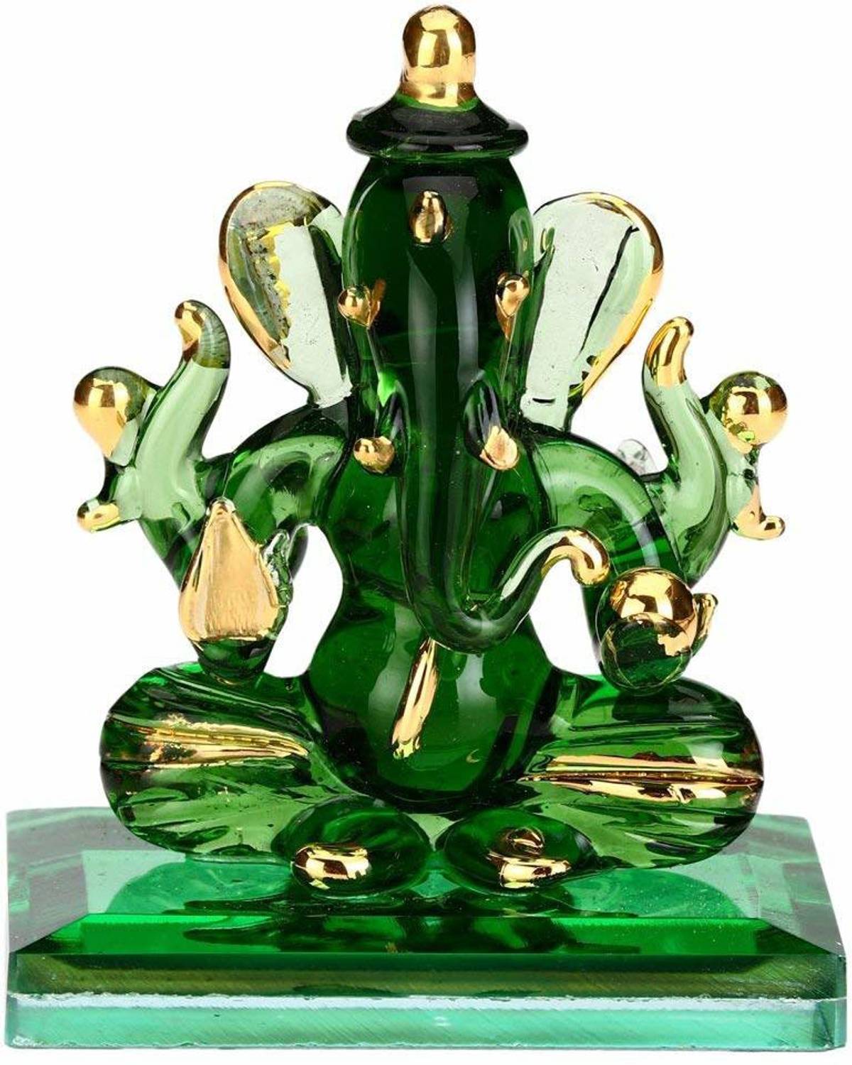 AFAST Green Devine Blessing Ganesh Decorative Showpiece - 9 cm