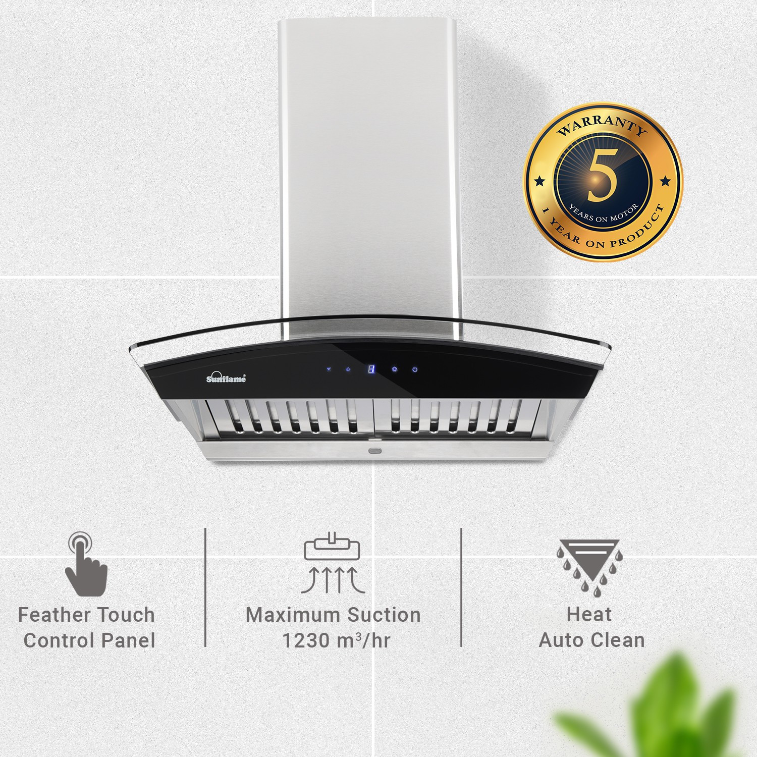 Image of Sunflame CH DAHLIA 60 SS AC DX 1230 CMH 60 cm Auto Clean Chimney