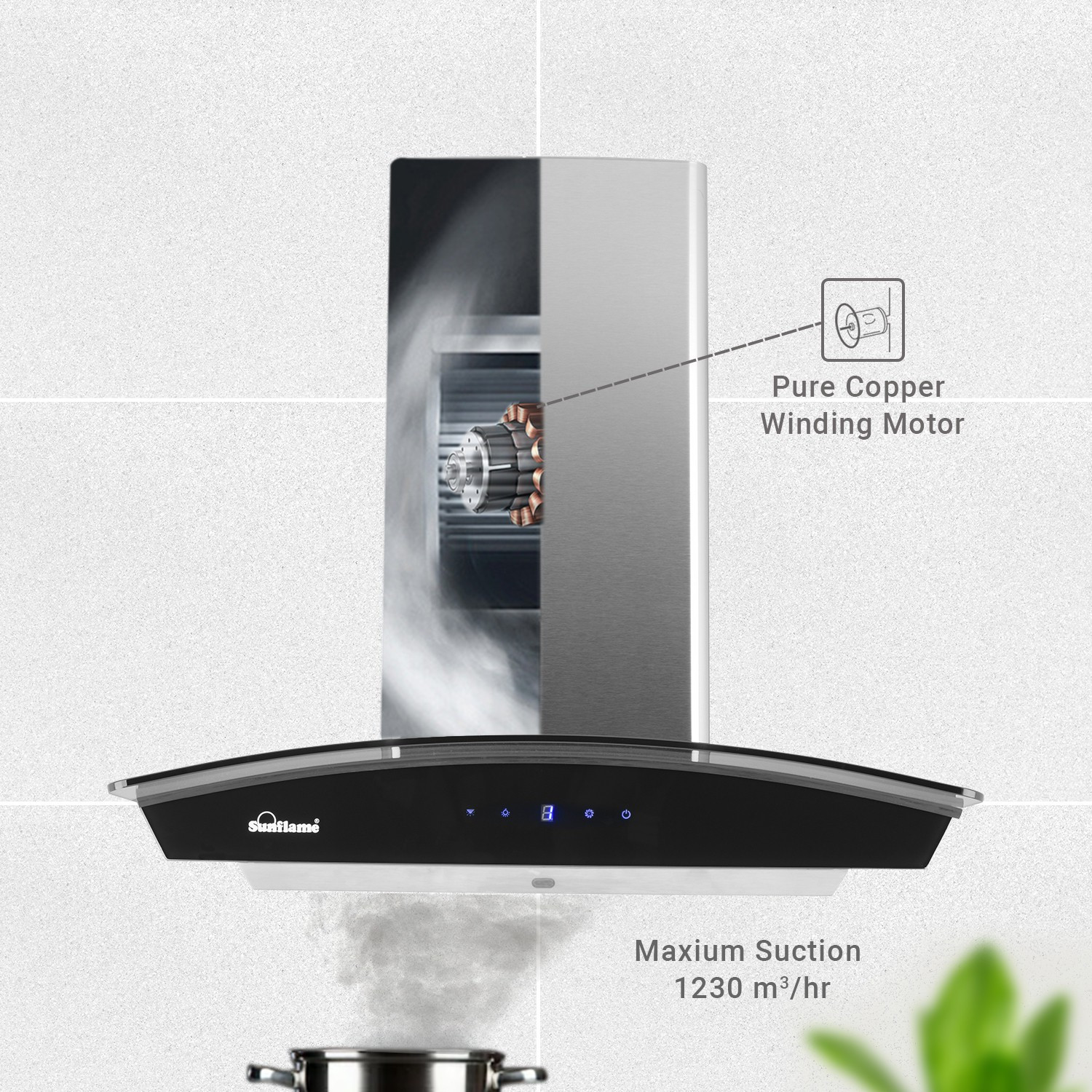 Image of Sunflame CH DAHLIA 60 SS AC DX 1230 CMH 60 cm Auto Clean Chimney