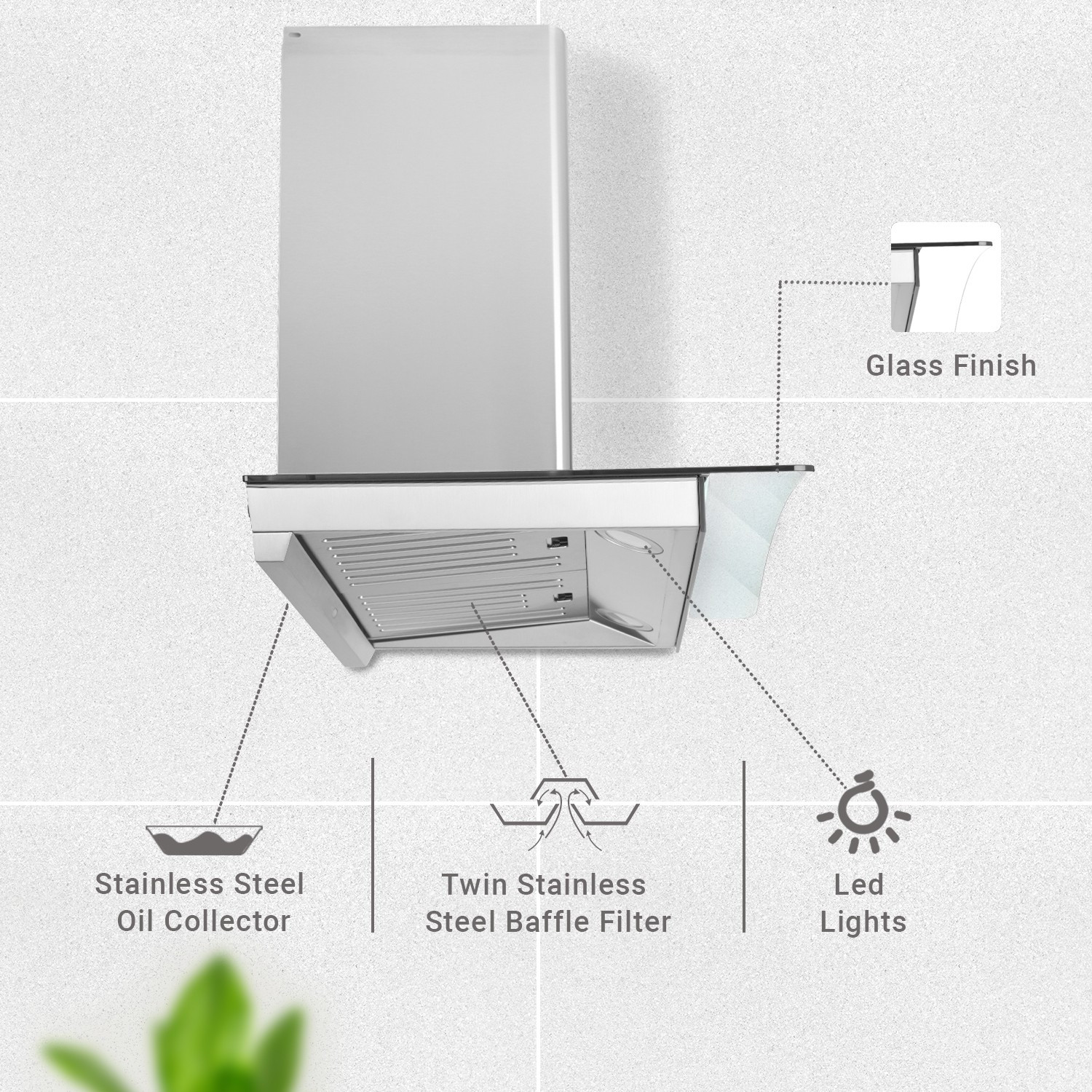 Image of Sunflame CH DAHLIA 60 SS AC DX 1230 CMH 60 cm Auto Clean Chimney