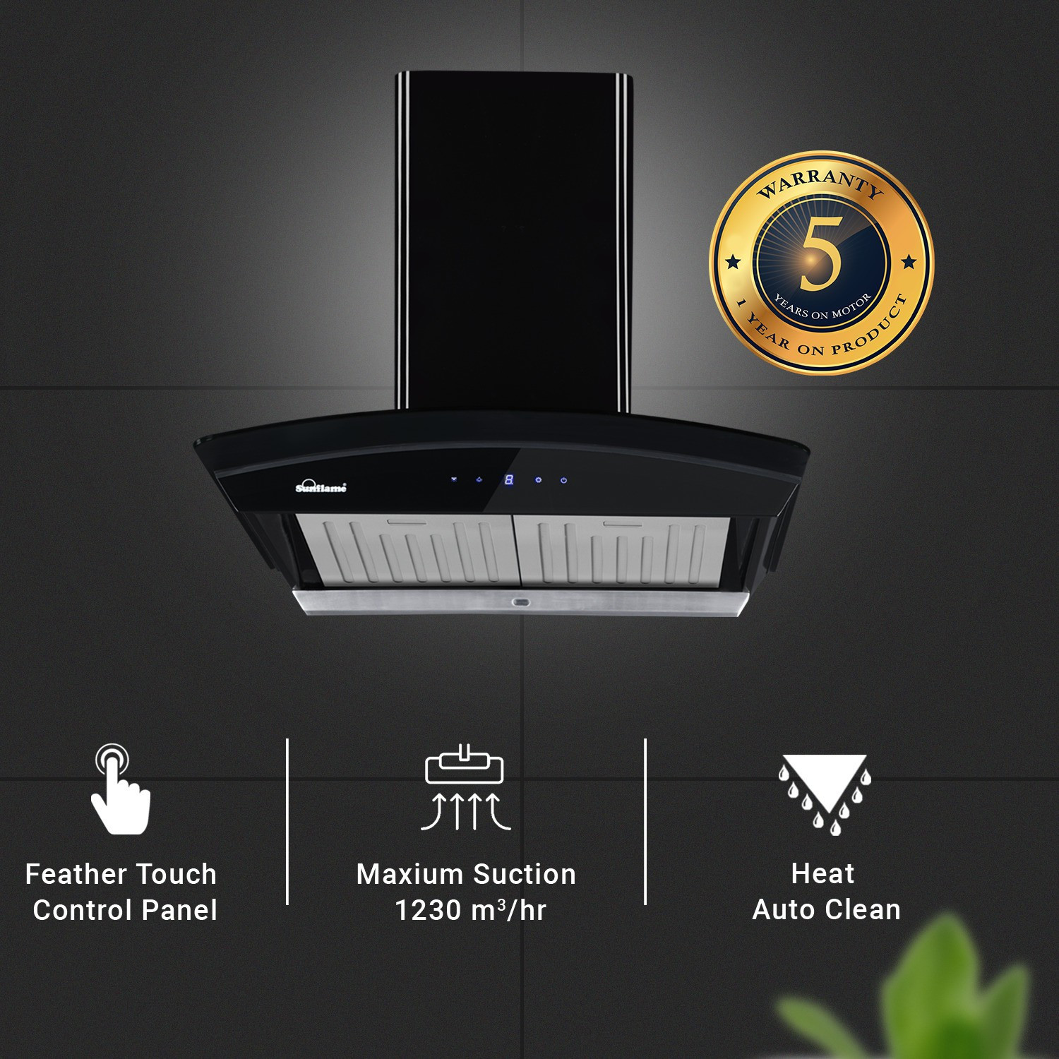 Image of Sunflame CH DAHLIA 60 BK AC DX 1230 CMH 60 cm Auto Clean Chimney