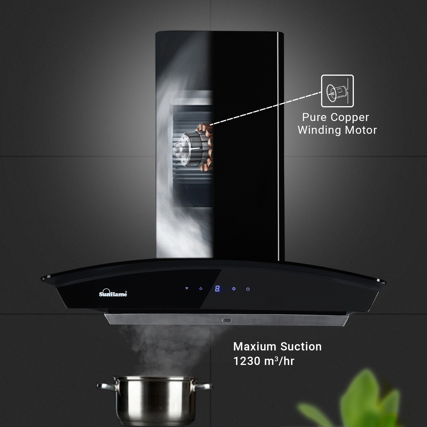 Image of Sunflame CH DAHLIA 60 BK AC DX 1230 CMH 60 cm Auto Clean Chimney