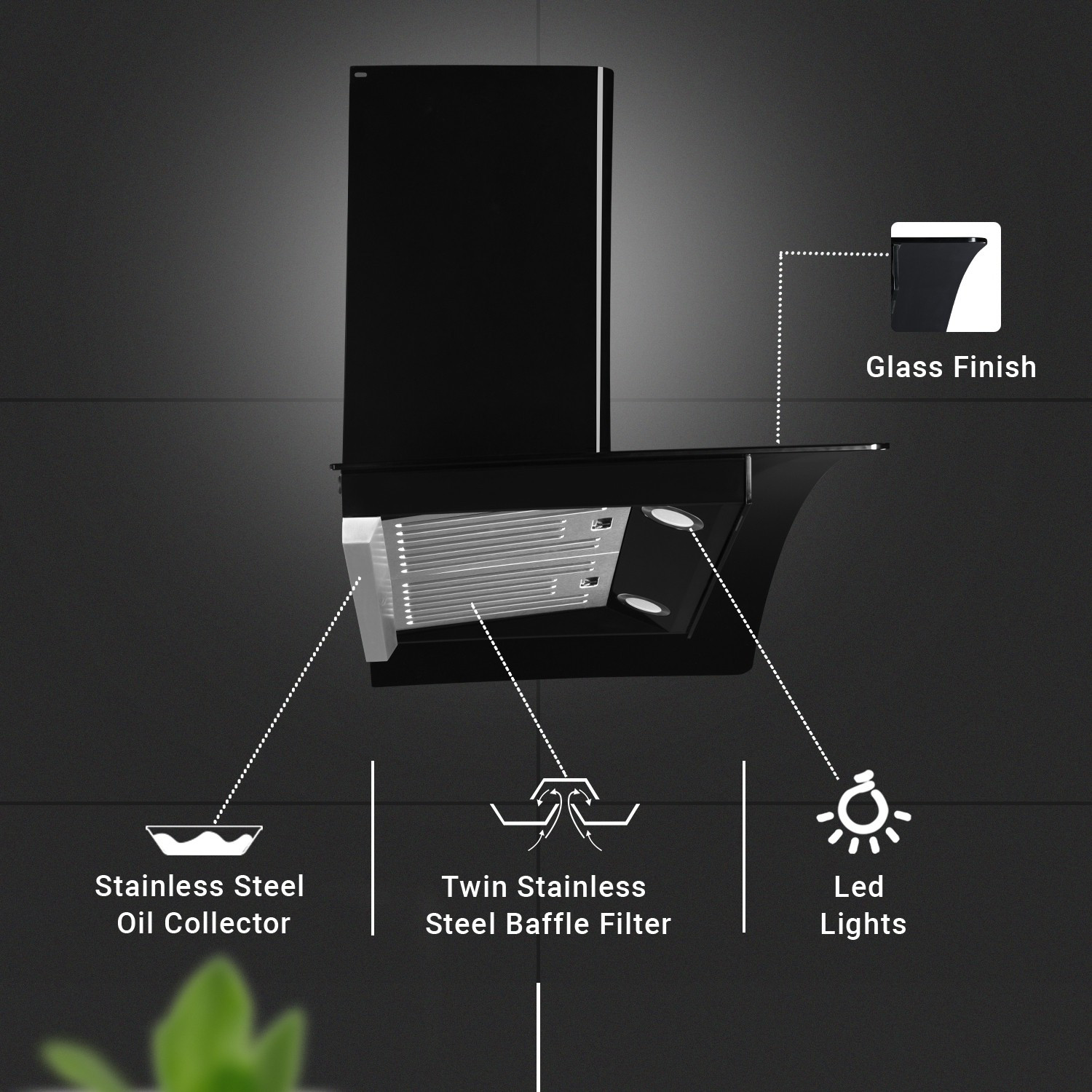 Image of Sunflame CH DAHLIA 90 BK AC DX Auto Clean Wall Mounted Black 1230 CMH Chimney