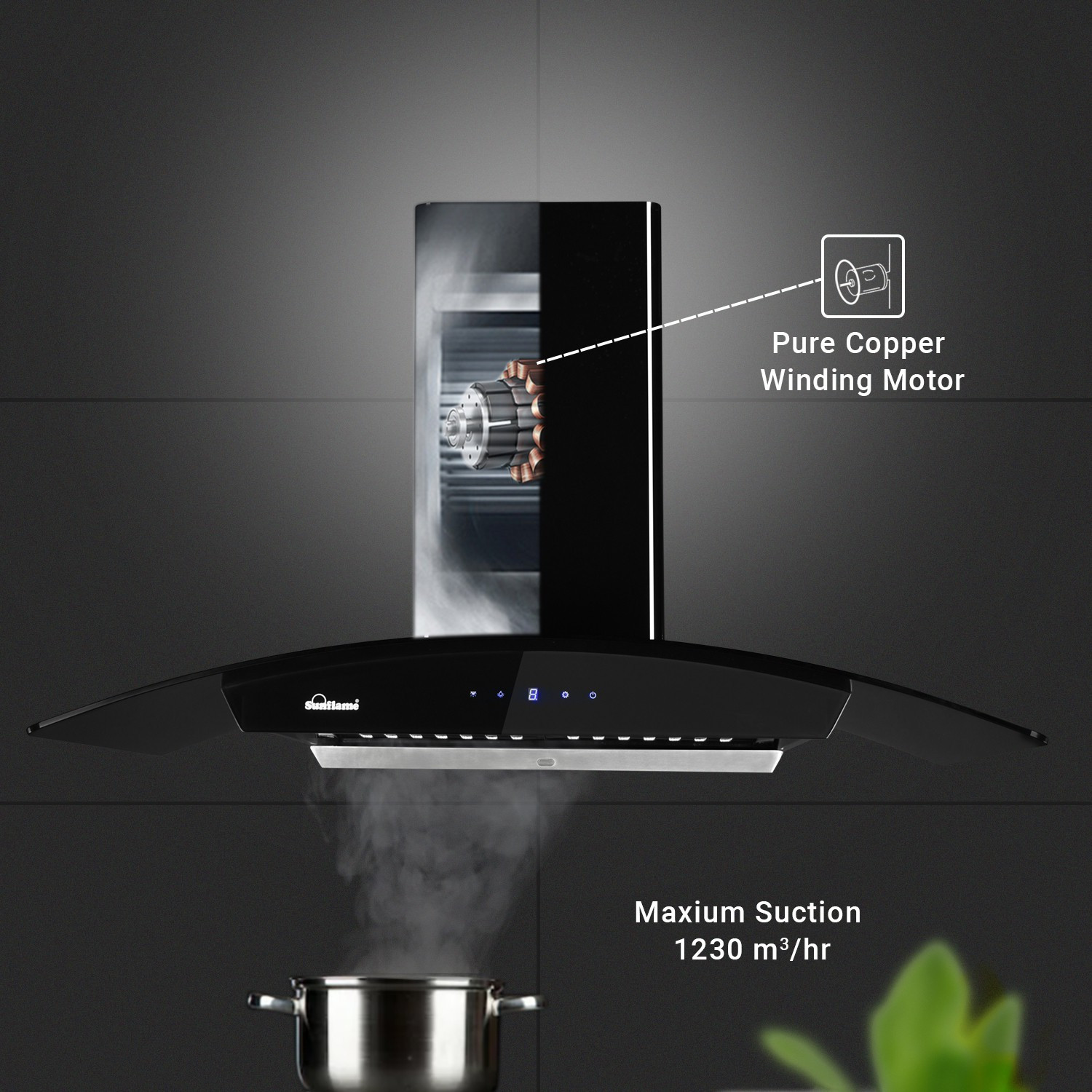 Image of Sunflame CH DAHLIA 90 BK AC DX Auto Clean Wall Mounted Black 1230 CMH Chimney