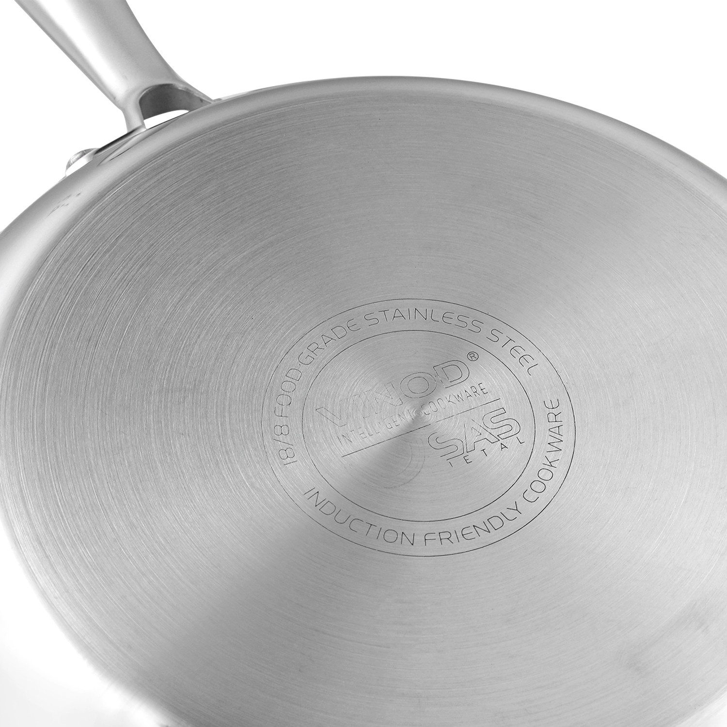 Image of VINOD Platinum Triply Stainless Steel Frypan 20 cm Diameter with Riveted Sturdy Handle Fry Pan 20 cm diameter 2.5 L capacity