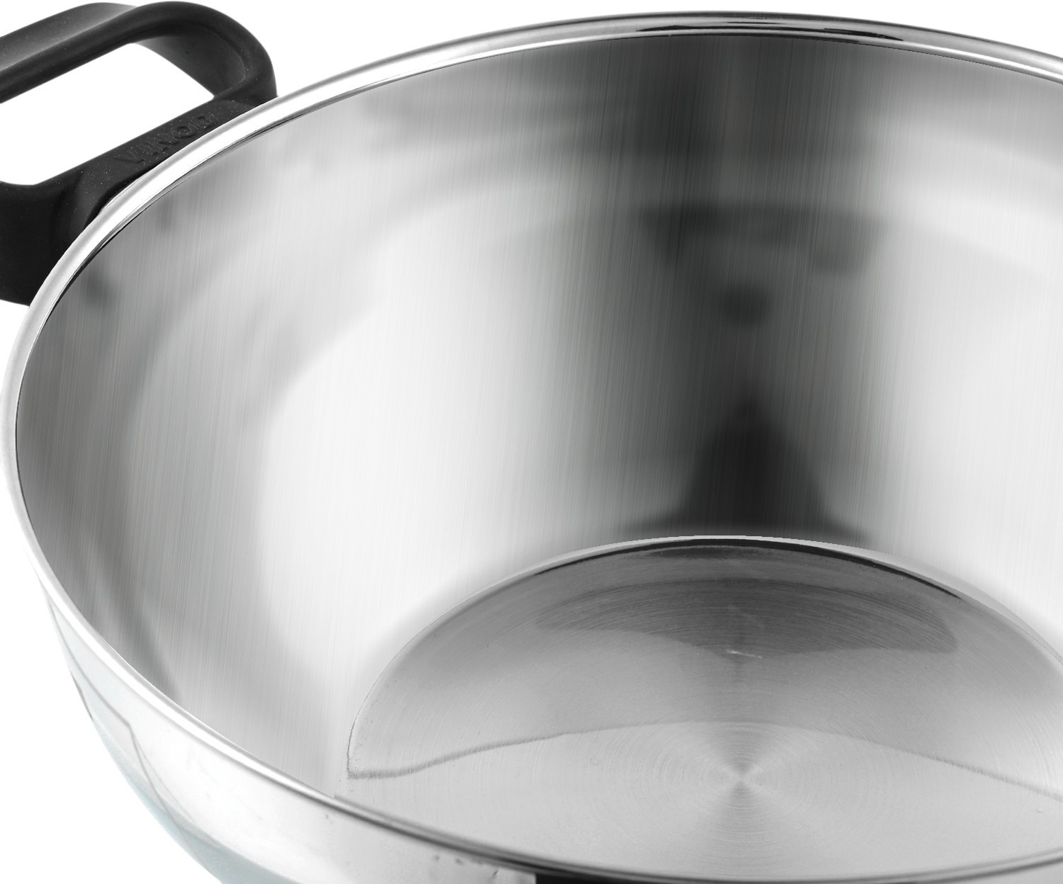 Image of VINOD Stainless Steel Deluxe Kadai with Glass Lid Kadhai 30 cm diameter with Lid 5.5 L capacity