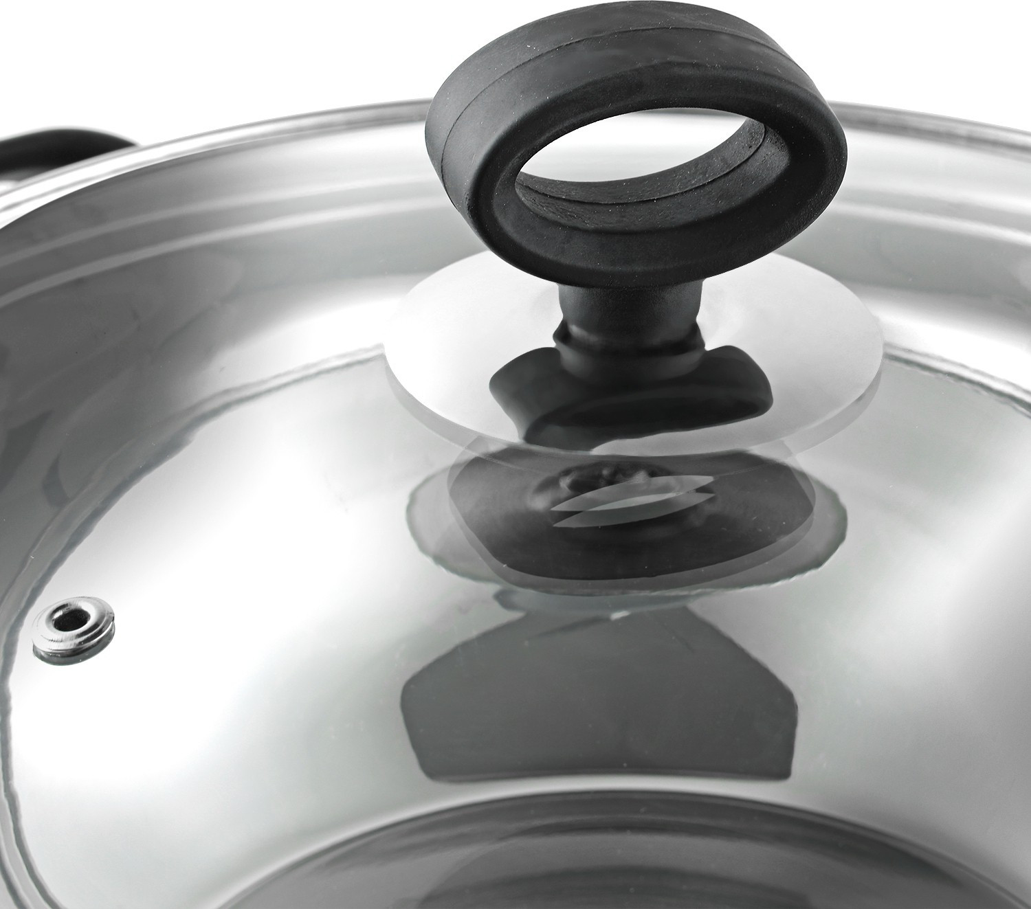 Image of VINOD Stainless Steel Deluxe Kadai with Glass Lid Kadhai 30 cm diameter with Lid 5.5 L capacity