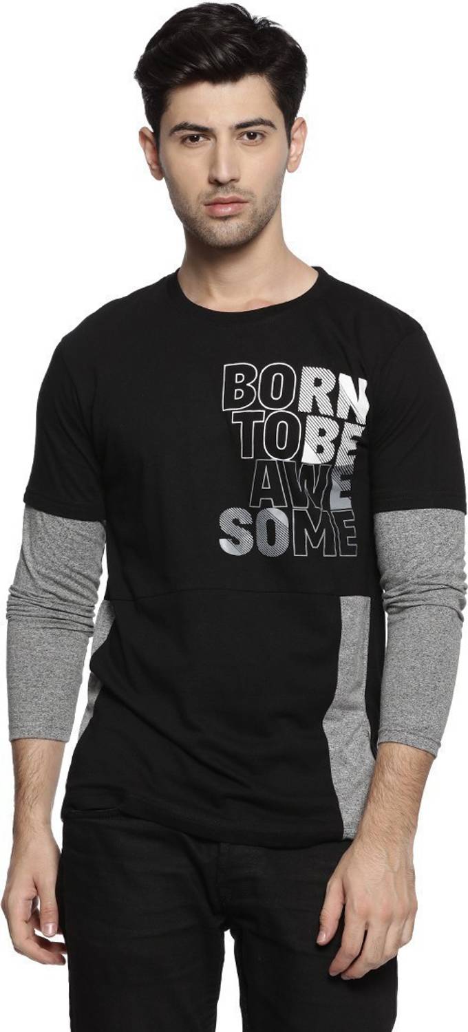 CAHOOT Printed Men Round Neck Black T-Shirt