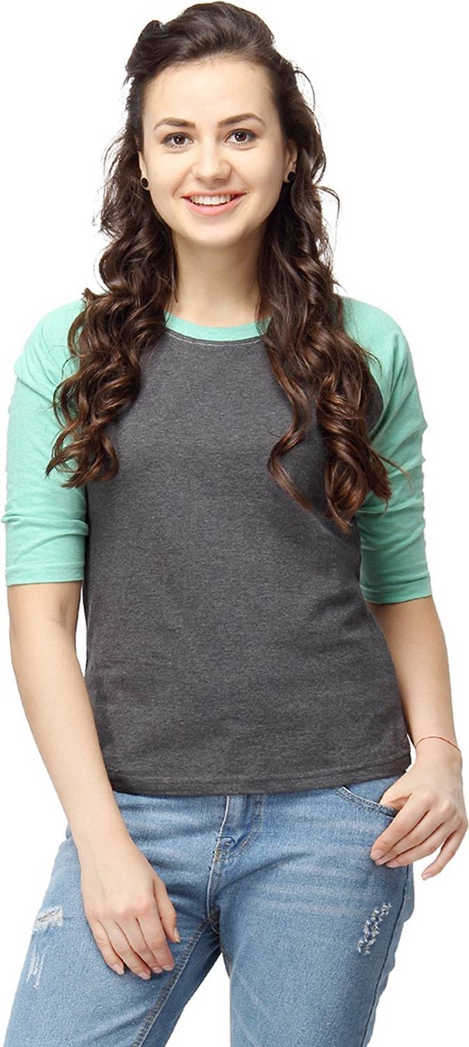 PINACOLADA Casual Short Sleeve Solid Women Green Top